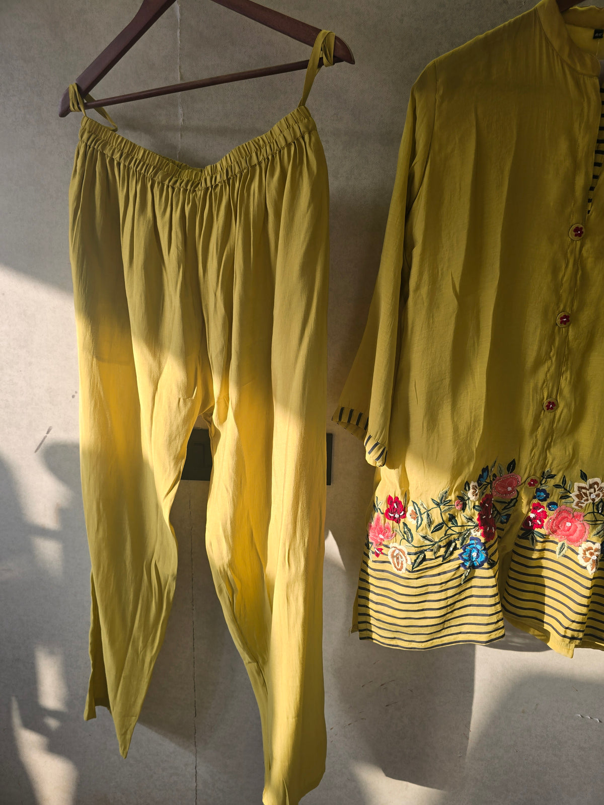 Mustard Floral Embroidered Co-Ord Set