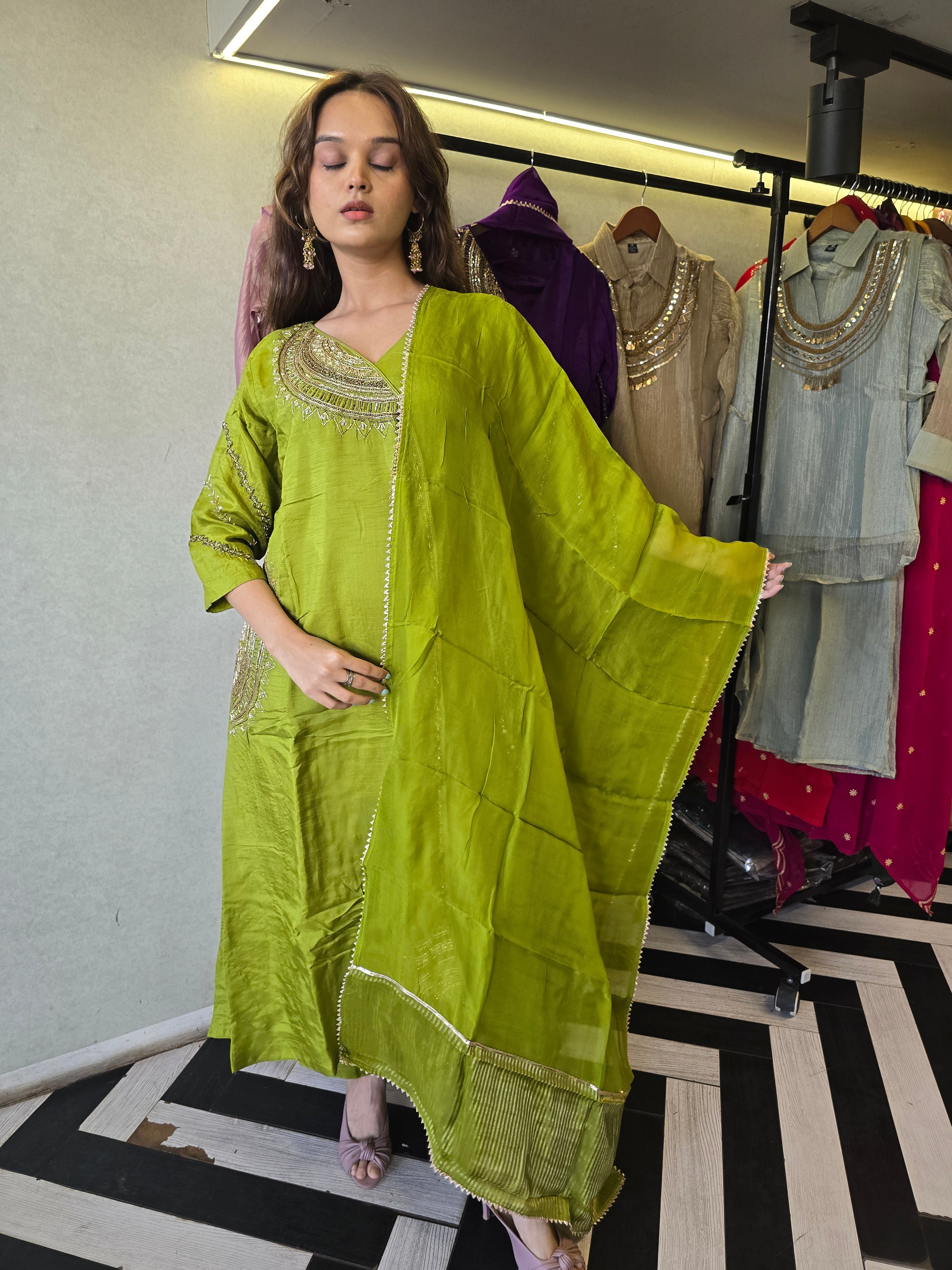 Image of Pure Russian Silk with Hand Work