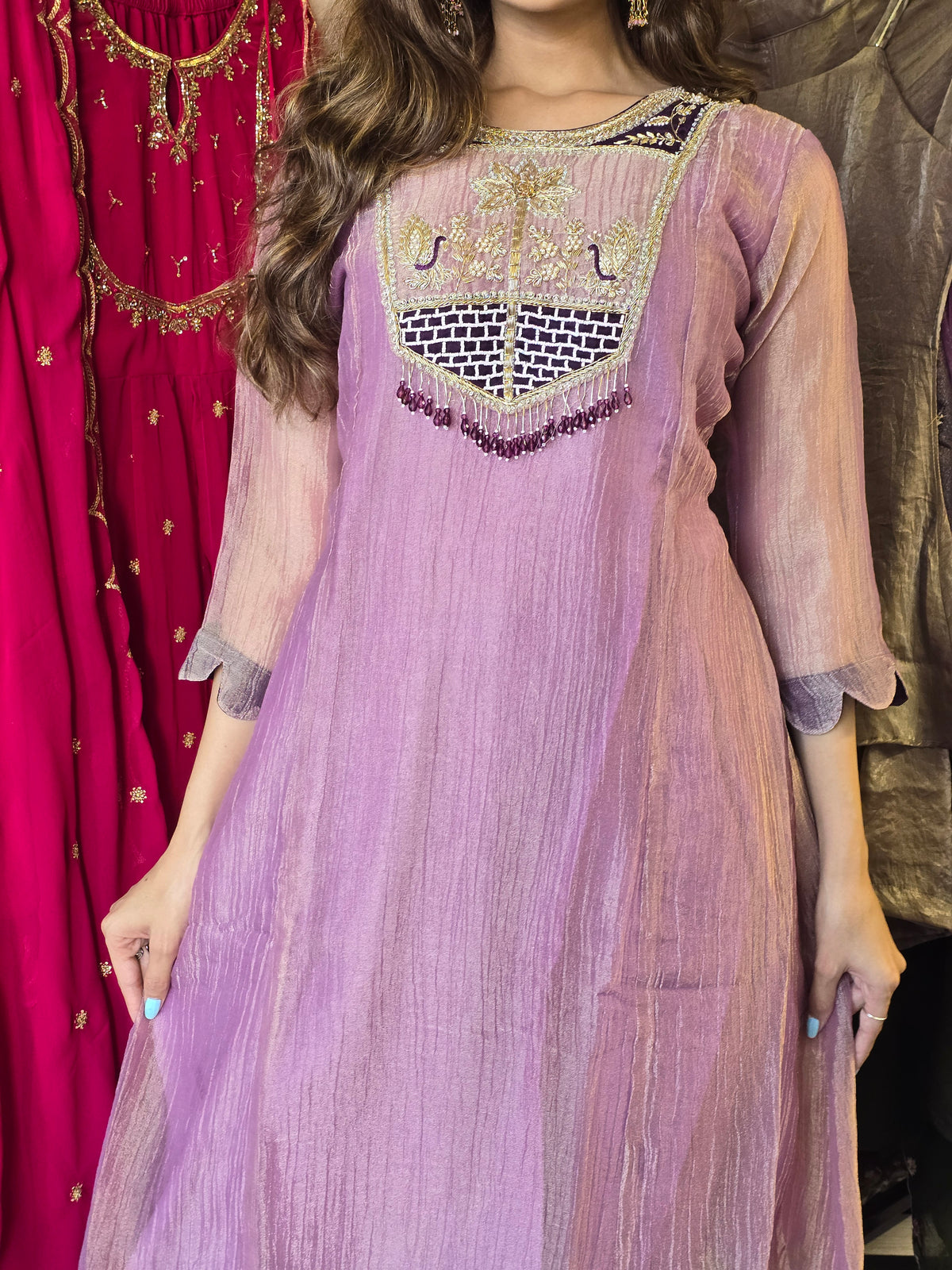 Pure Soft Tissue Anarkali Kurti Set