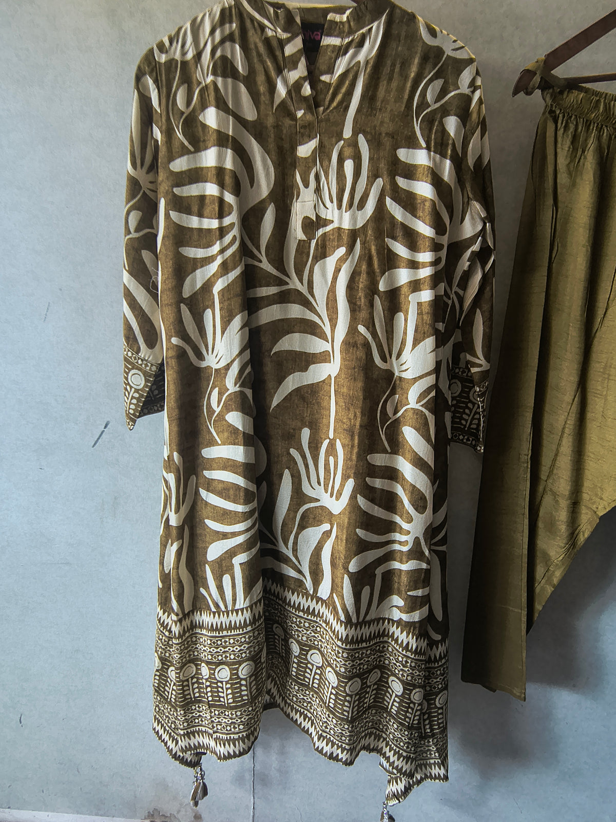 Olive Botanical Printed Premium Co-Ord Set