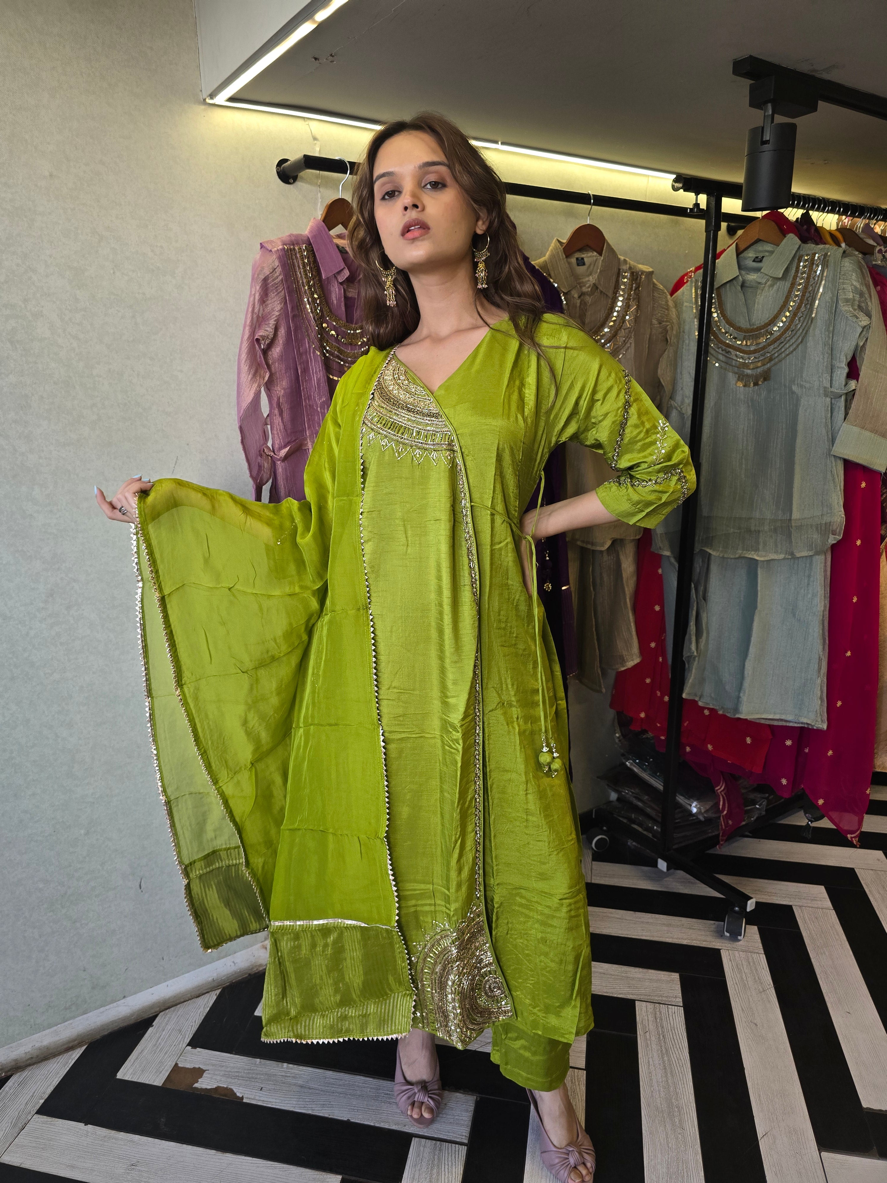 Image of Pure Russian Silk with Hand Work