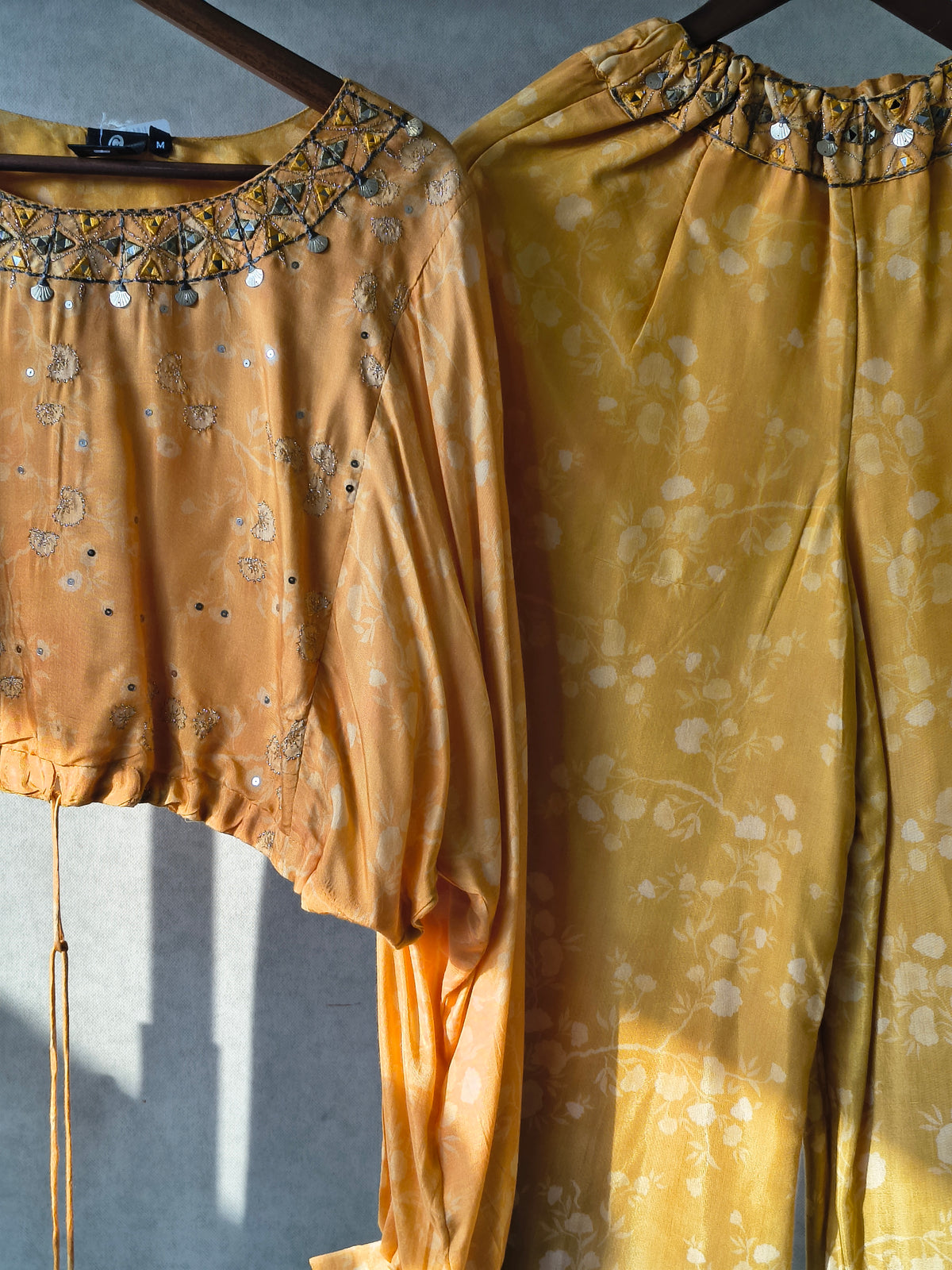 Premium Sunset Ombre Embellished Crop Top & Wide-Leg Palazzo Co-Ord Set