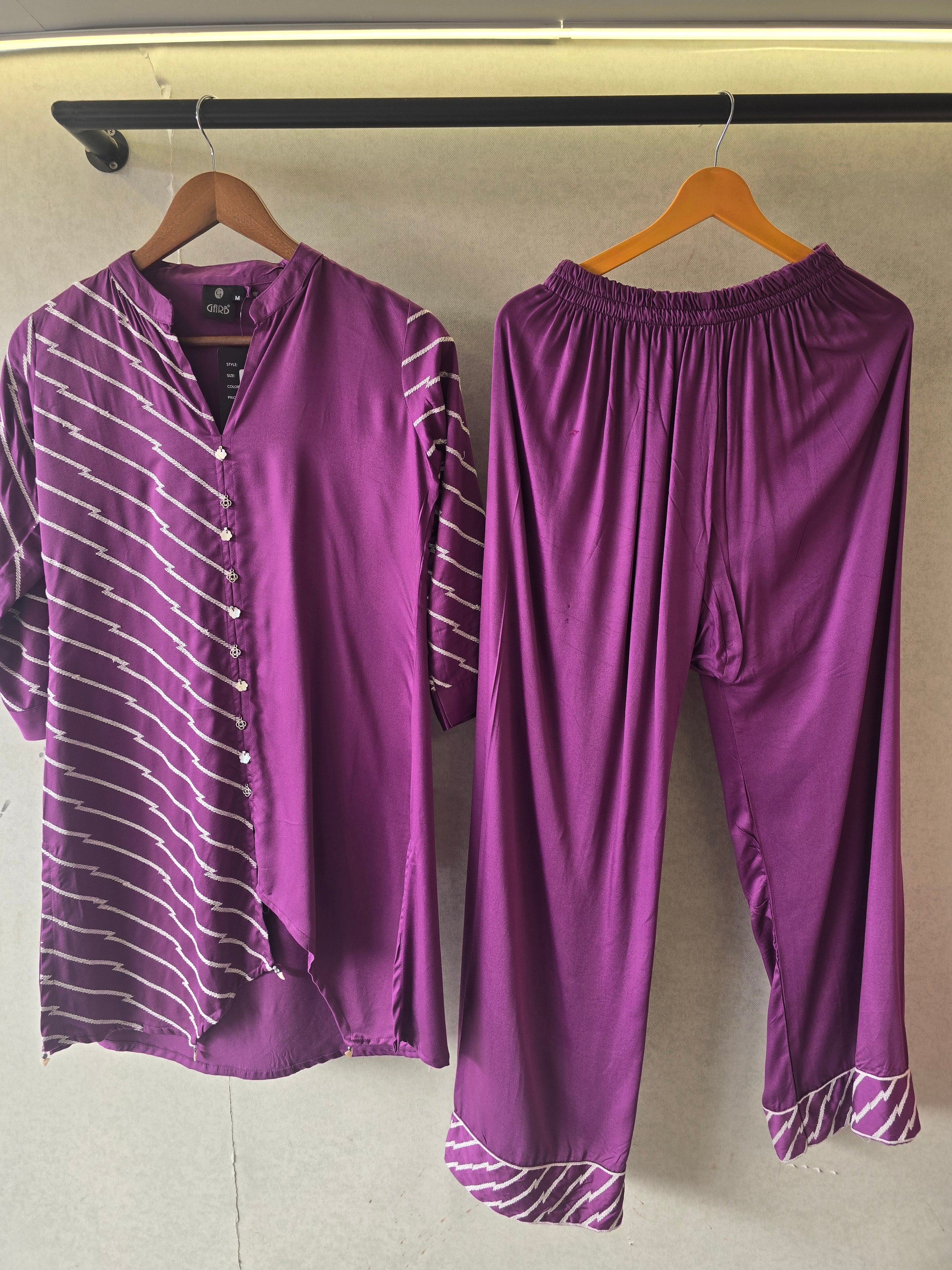 Image of Royal Purple Satin Fusion Co-Ord Set