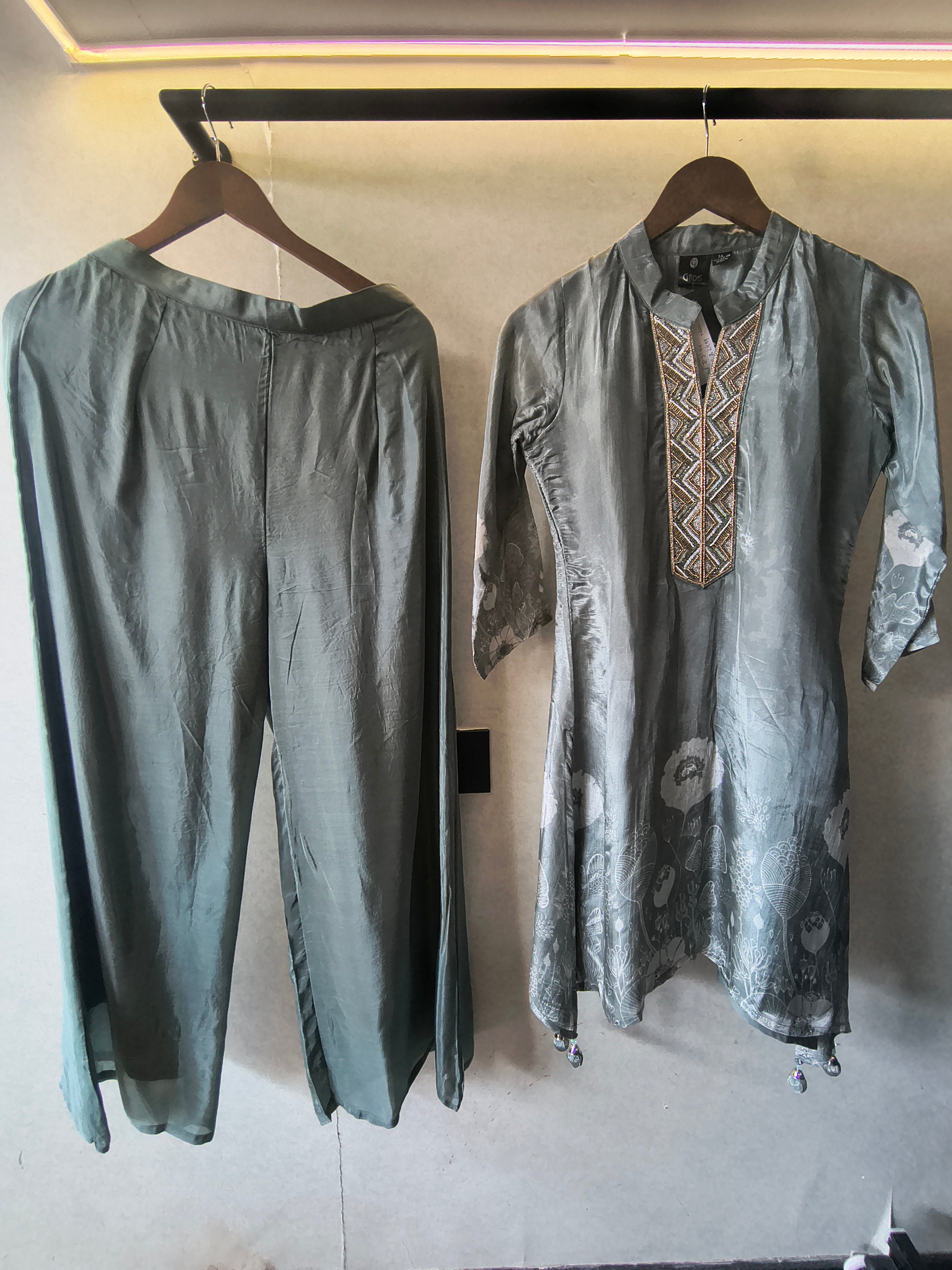Image of Sage Green Embellished Floral Co-Ord Set