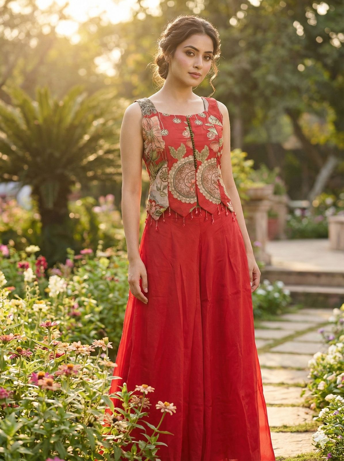 Pure Chinnon Crepe Indo Western Set
