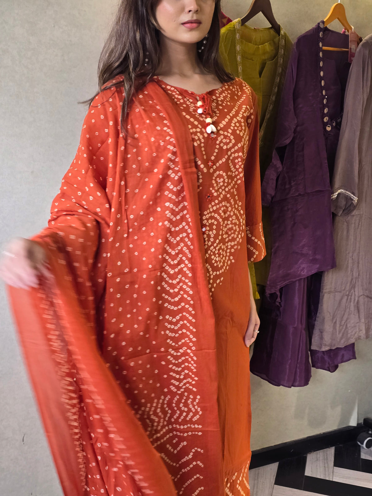 Pure Mull Cotton Bandhani 3 Piece Set