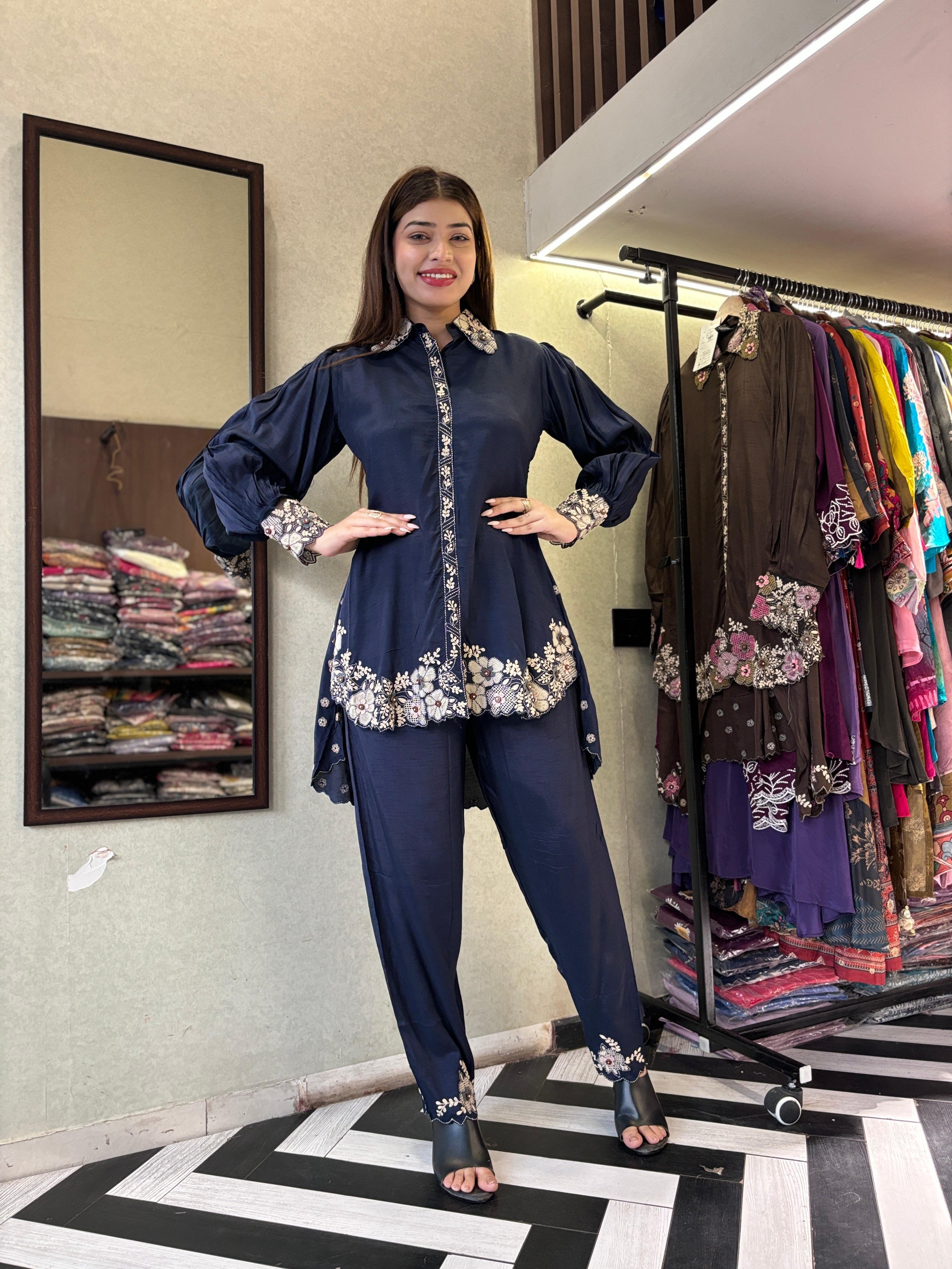 Image of Pure Silke 2 Piece Hand work Coord Set