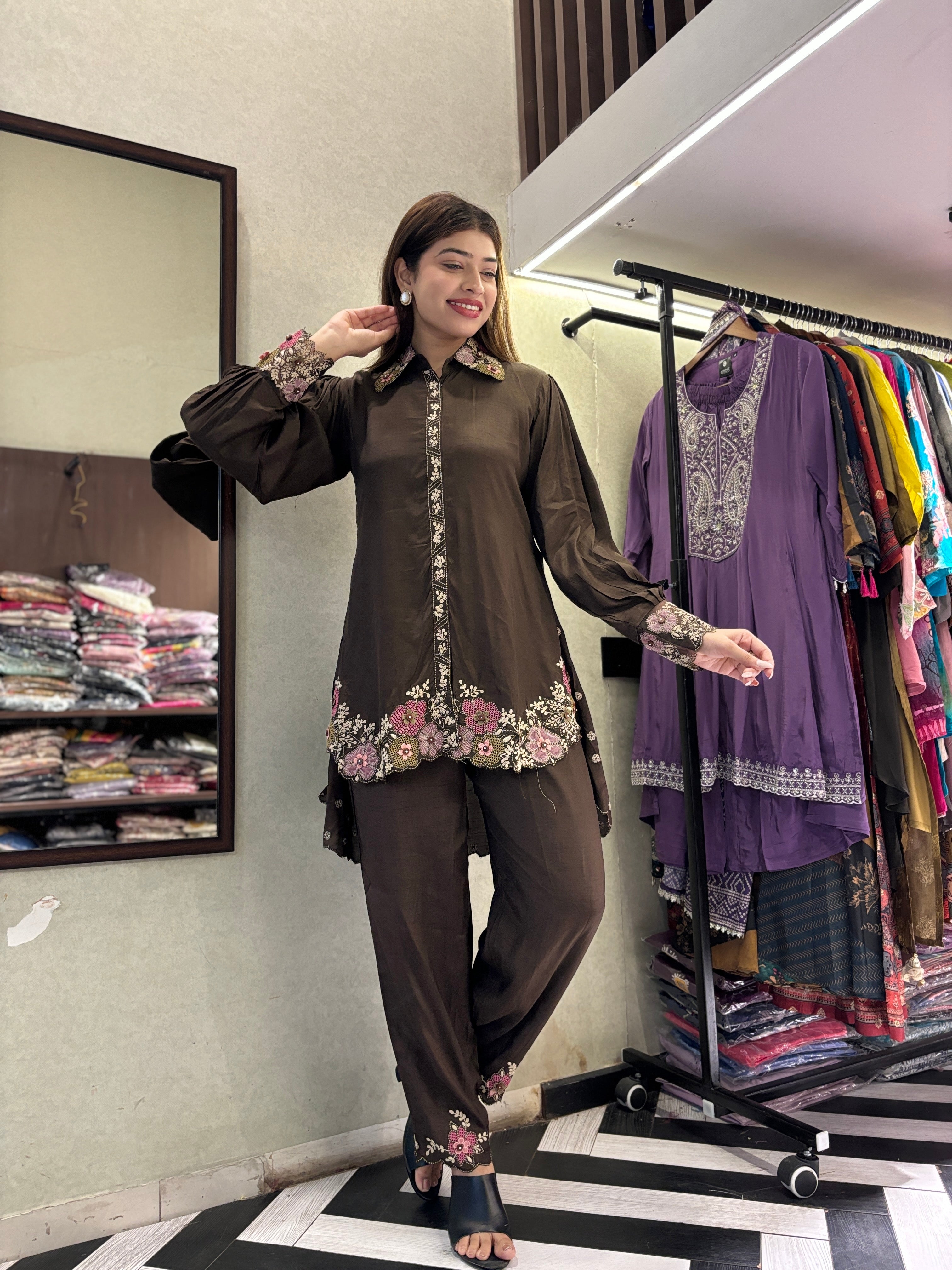 Image of Pure Silke 2 Piece Hand work Coord Set