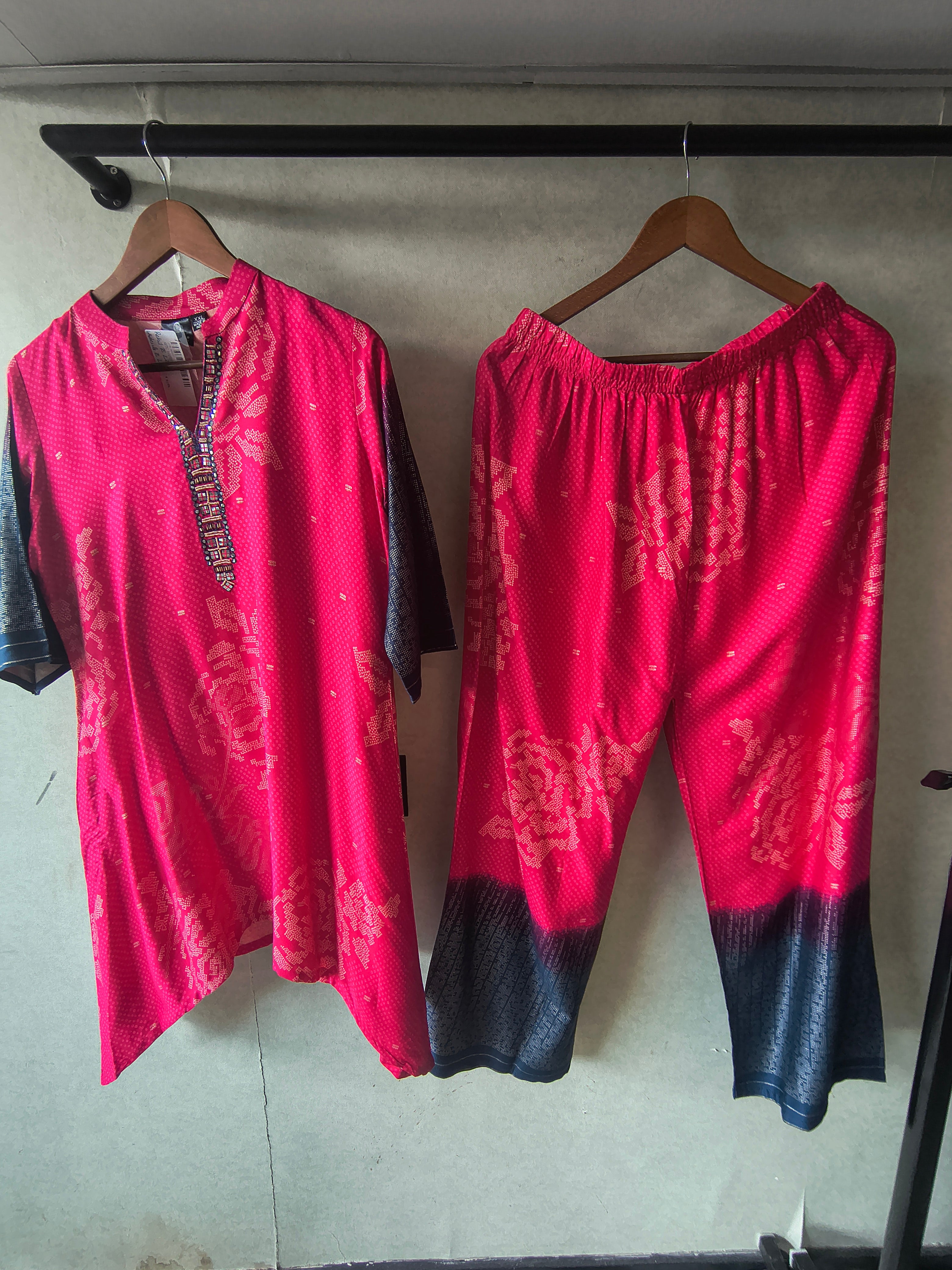 Image of Fuchsia Ikat Fusion Co-Ord Set