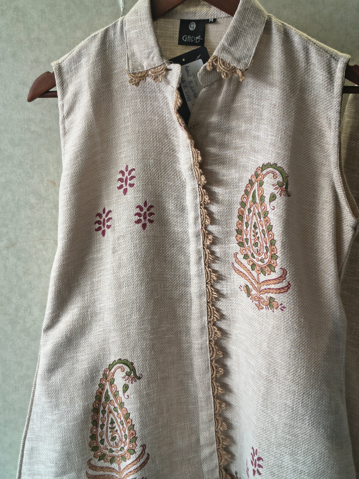 Natural Beige Paisley Printed Sleeveless Designer Co-Ord Set