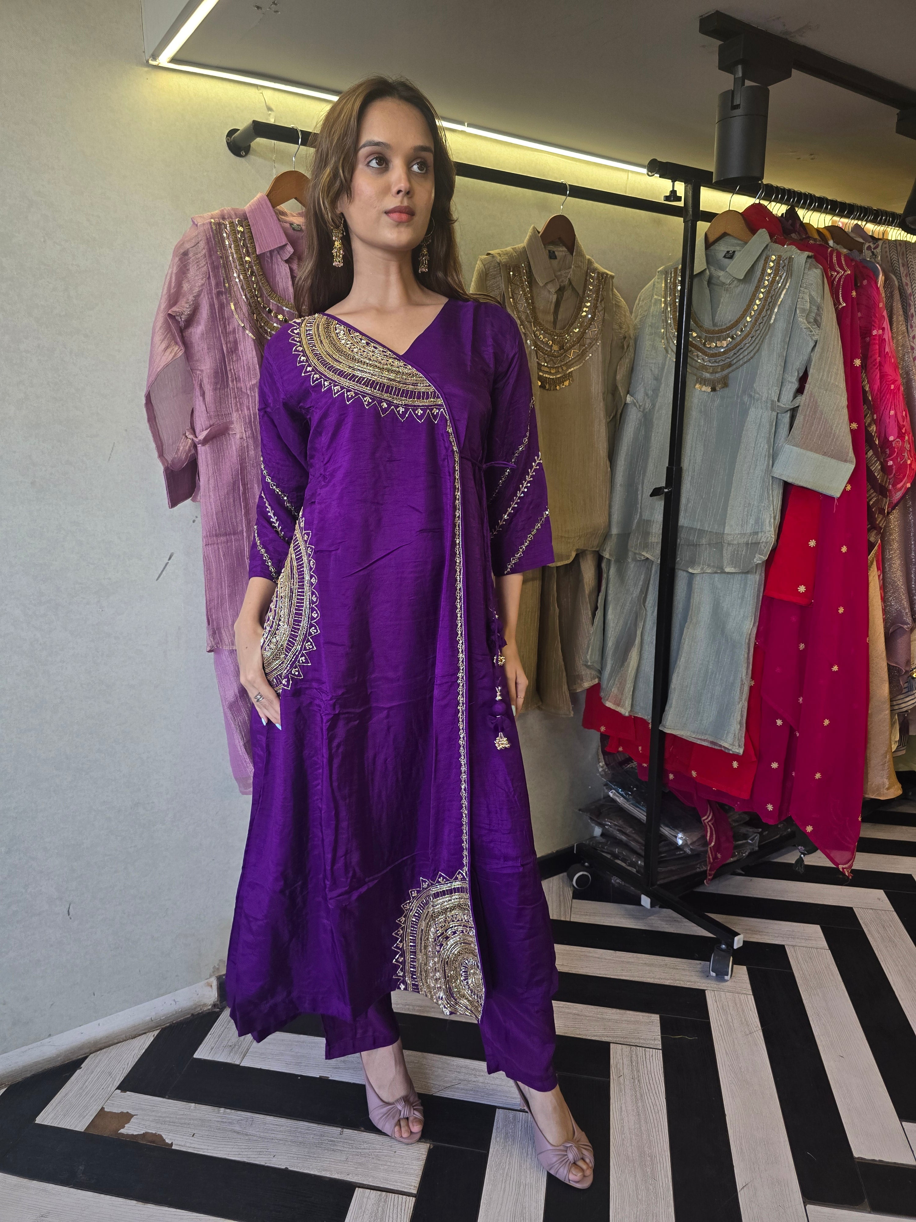 Image of Pure Russian Silk with Hand Work