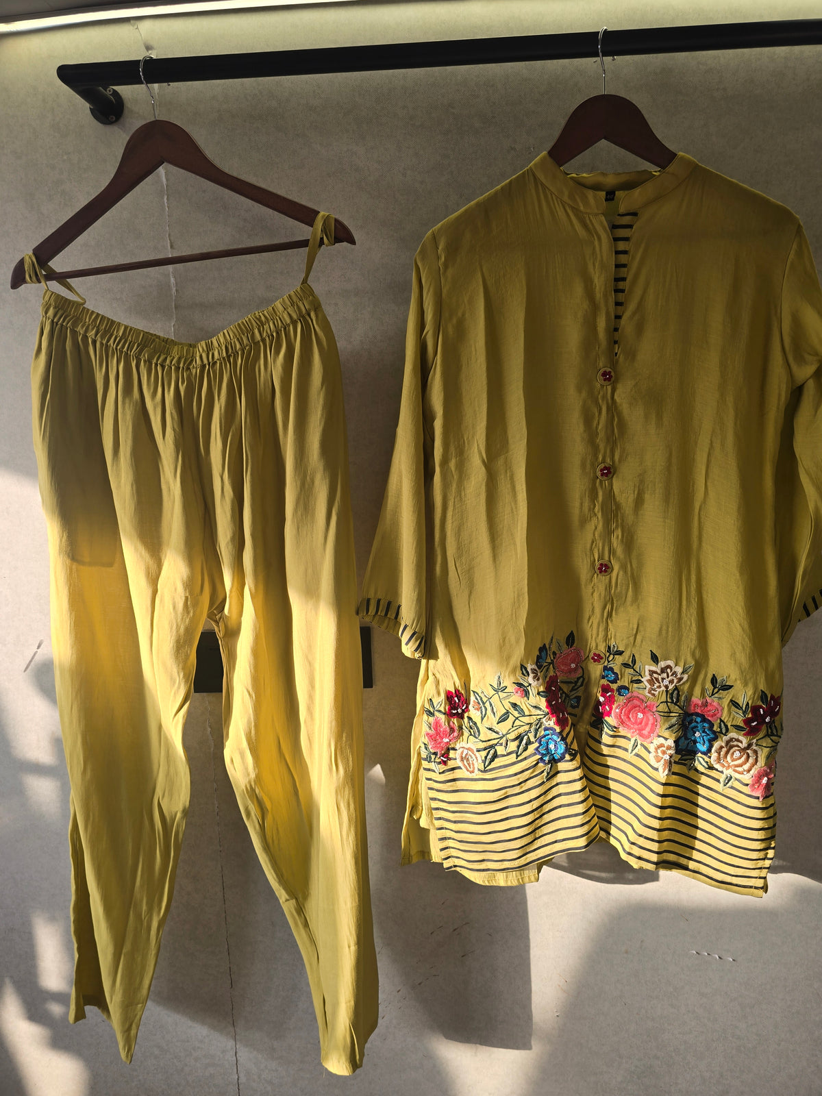 Mustard Floral Embroidered Co-Ord Set