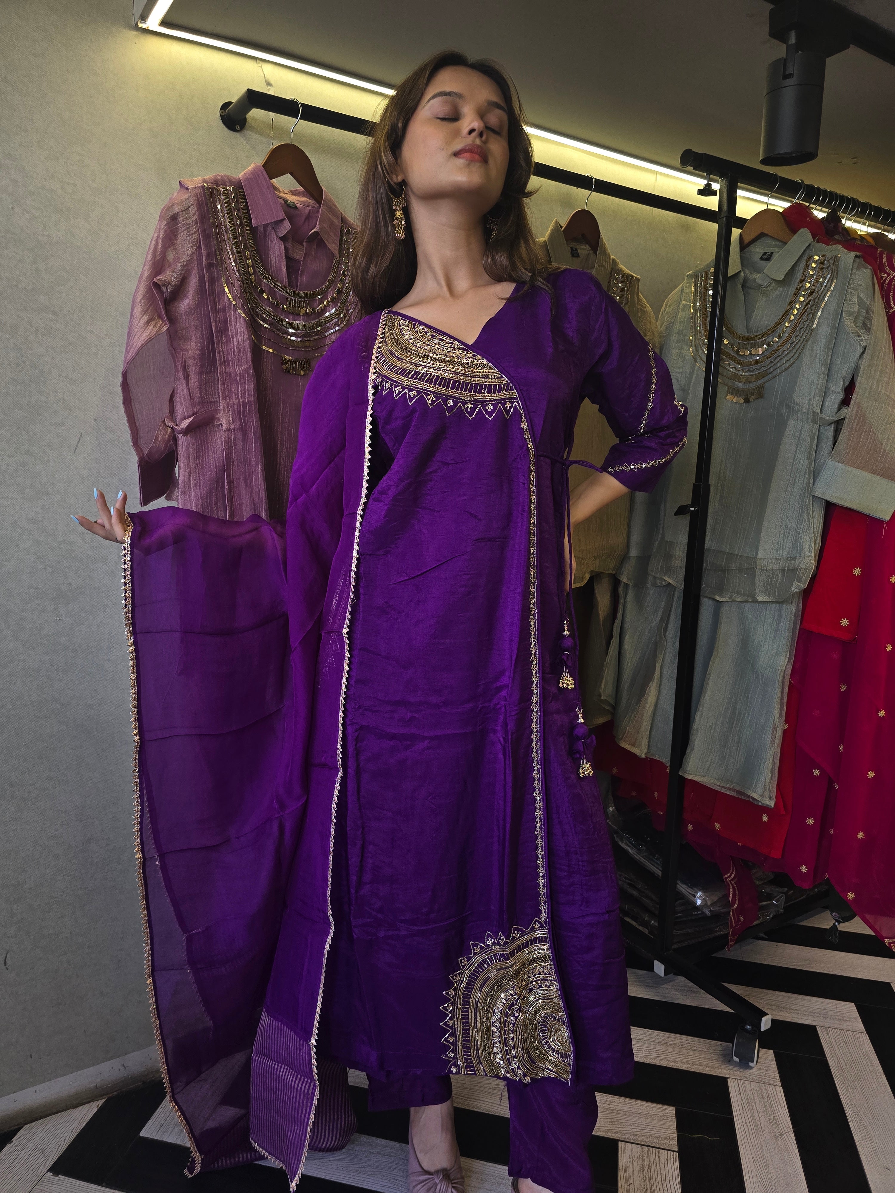 Image of Pure Russian Silk with Hand Work