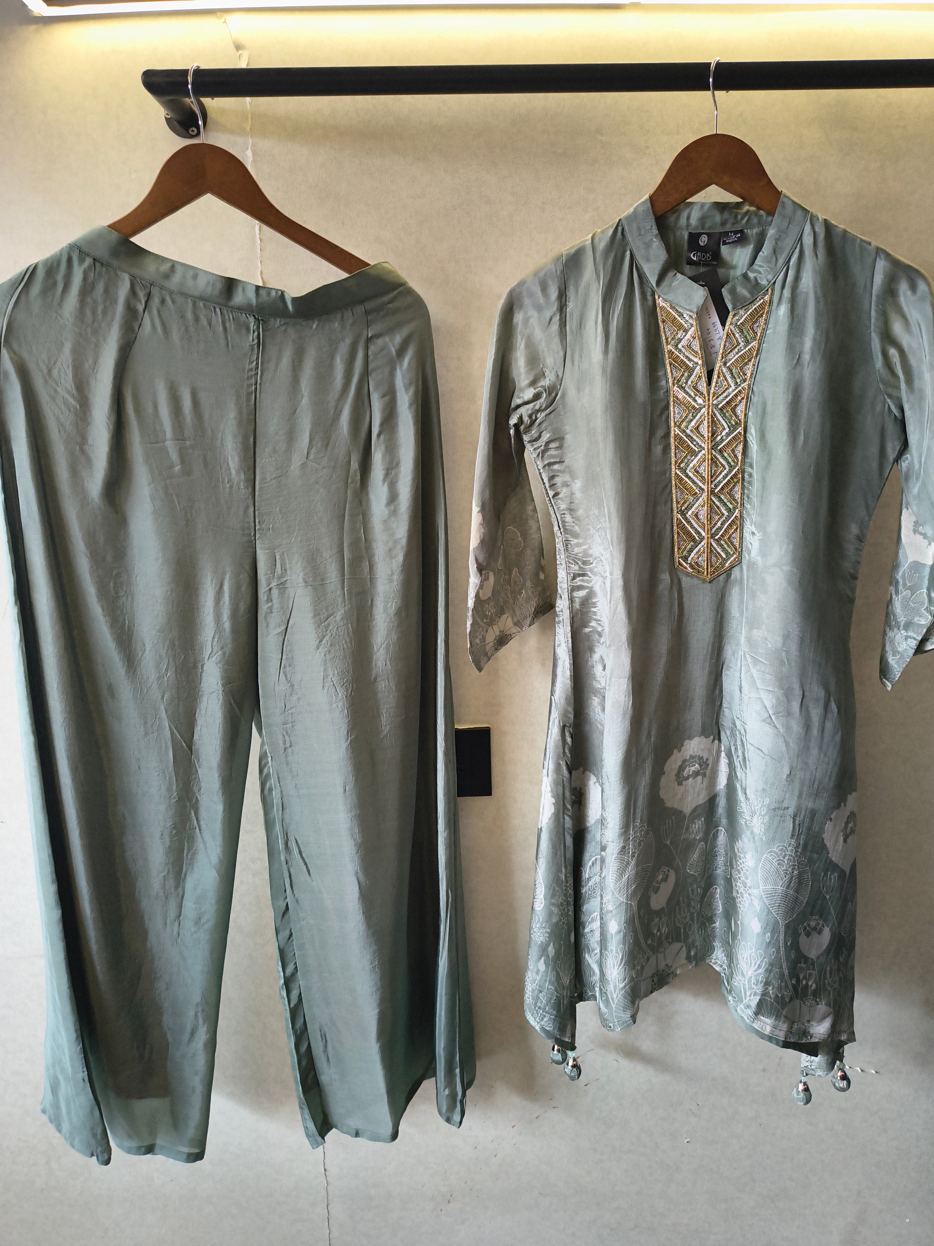 Image of Sage Green Embellished Floral Co-Ord Set