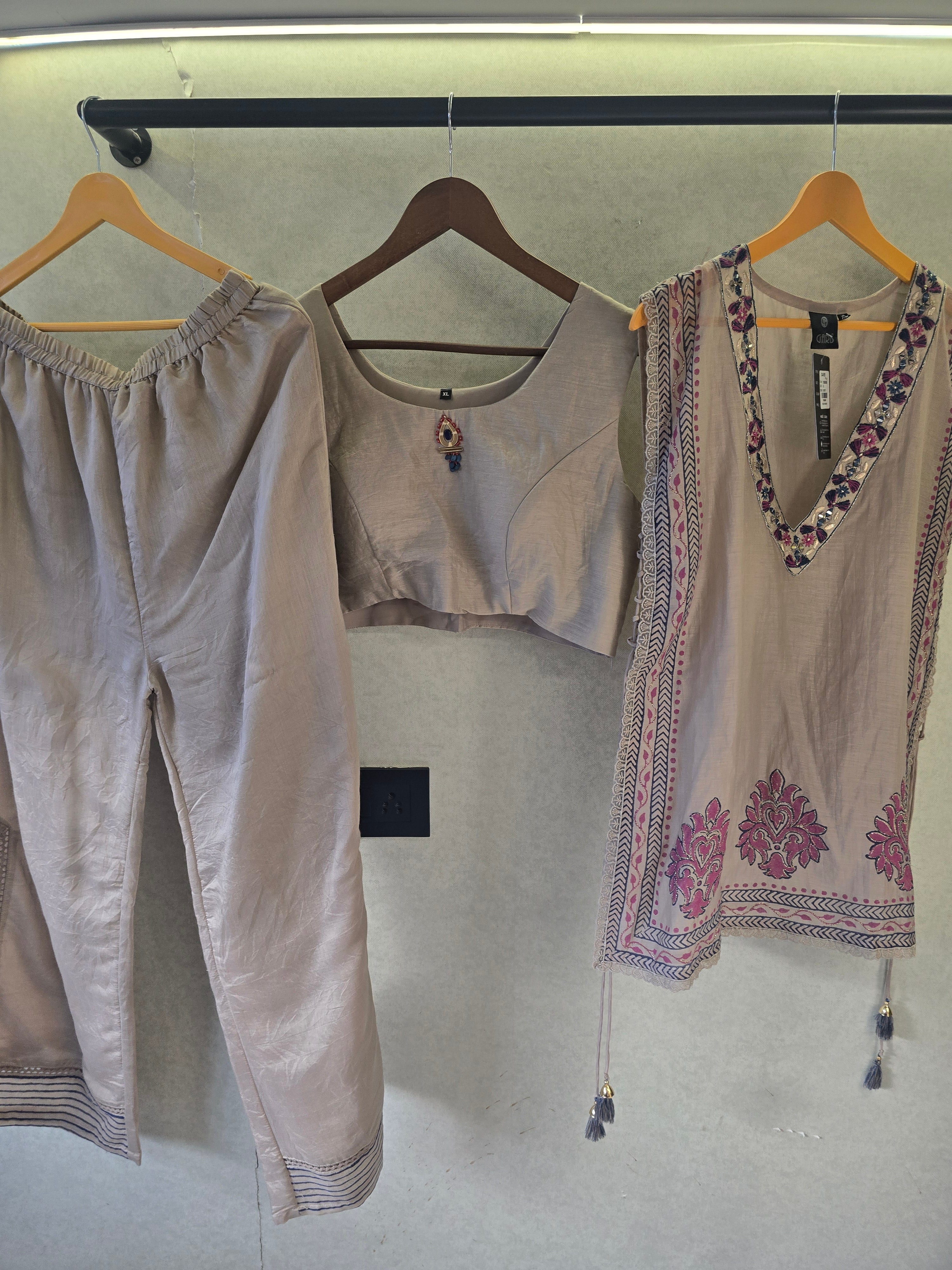 Image of Lavender Handblock Print Cape Style Co-Ord Set