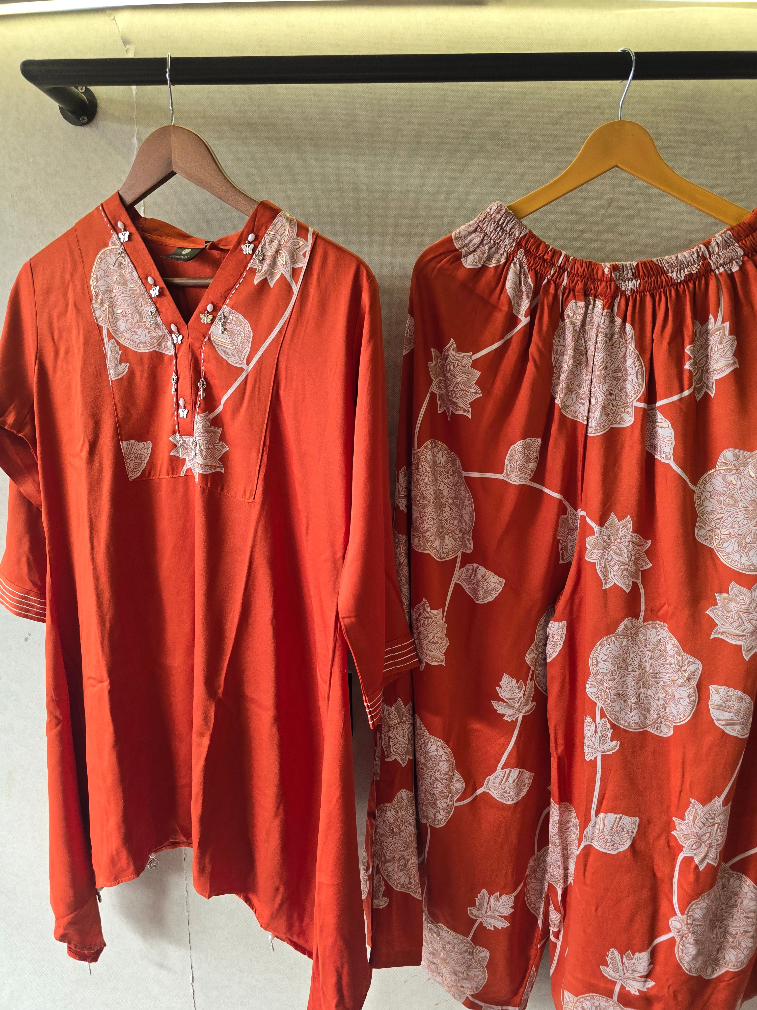 Image of Rust Botanical Print Co-Ord Set