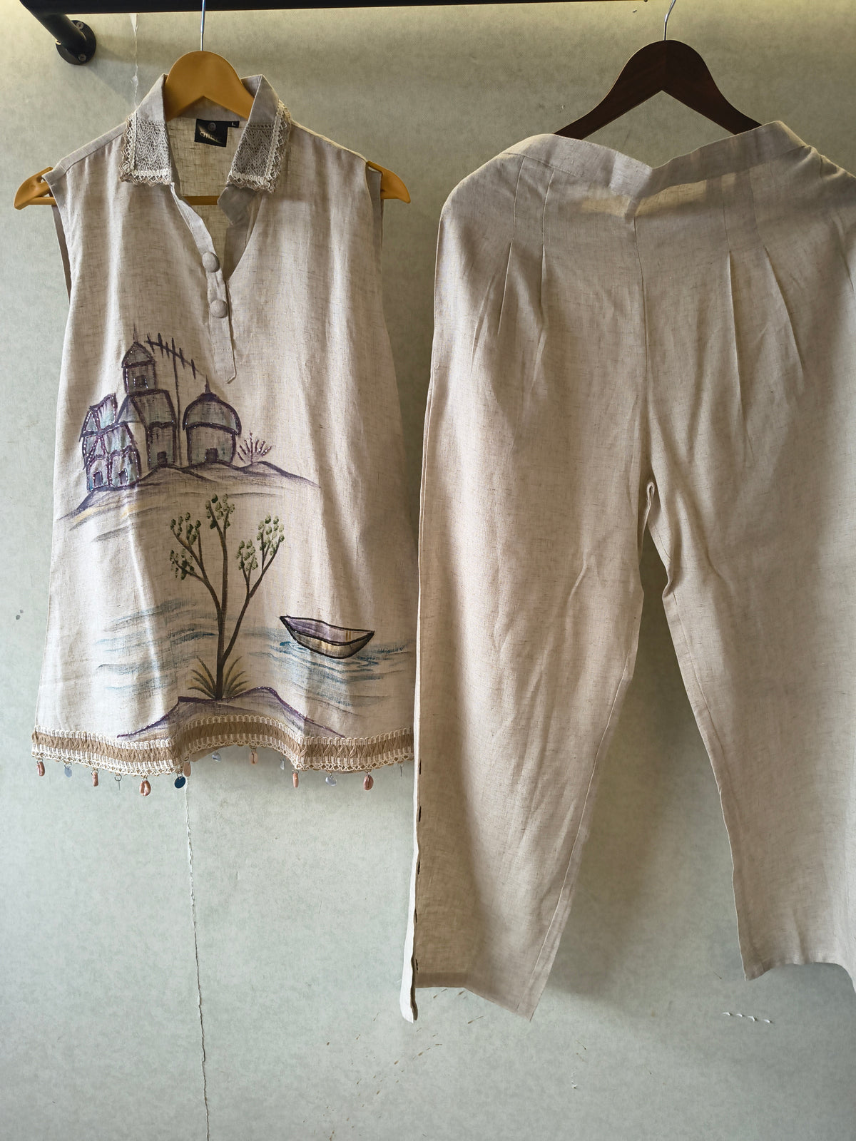 Natural Linen Scenic Art Co-Ord Set
