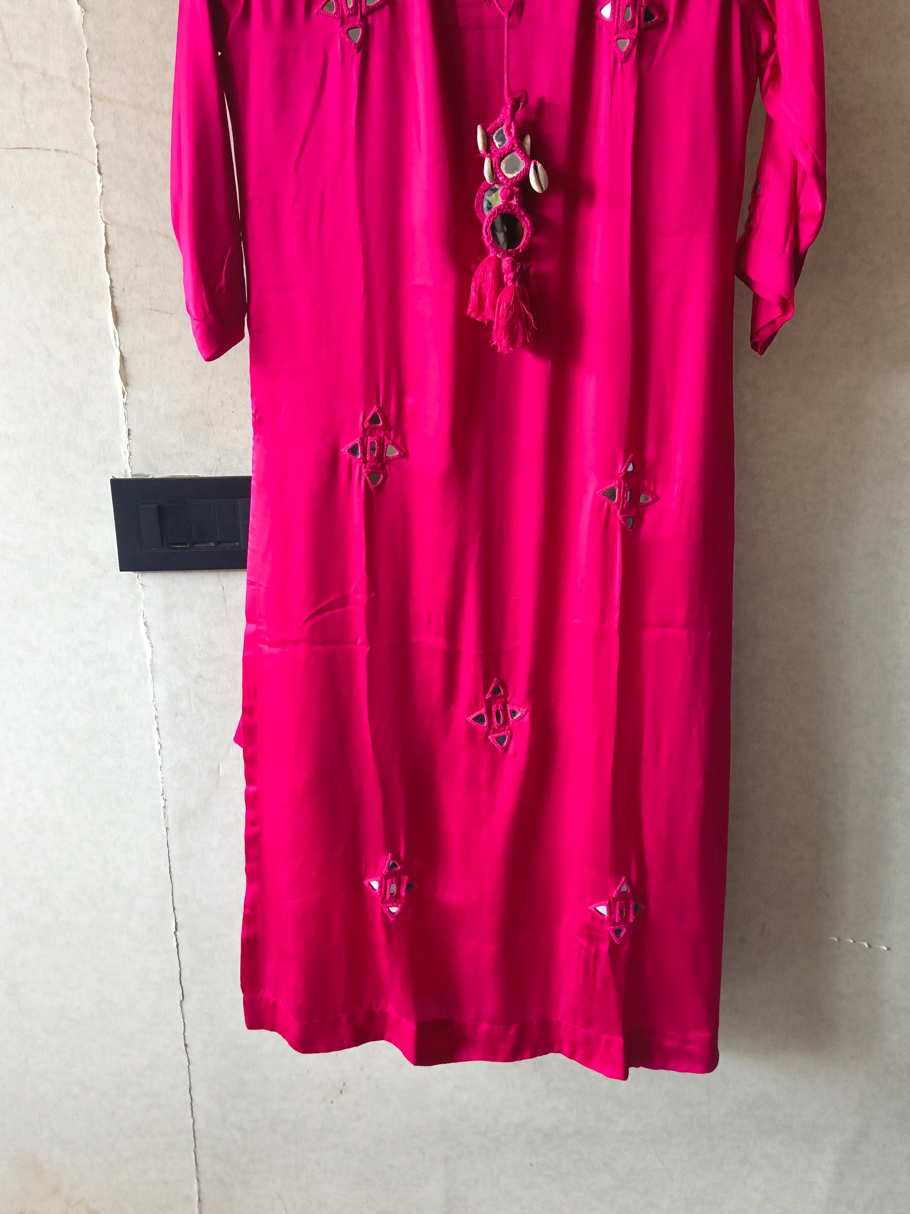 Image of Tadko Brand - Rani Pink Mirror Work Premium Silk Co-Ord Set