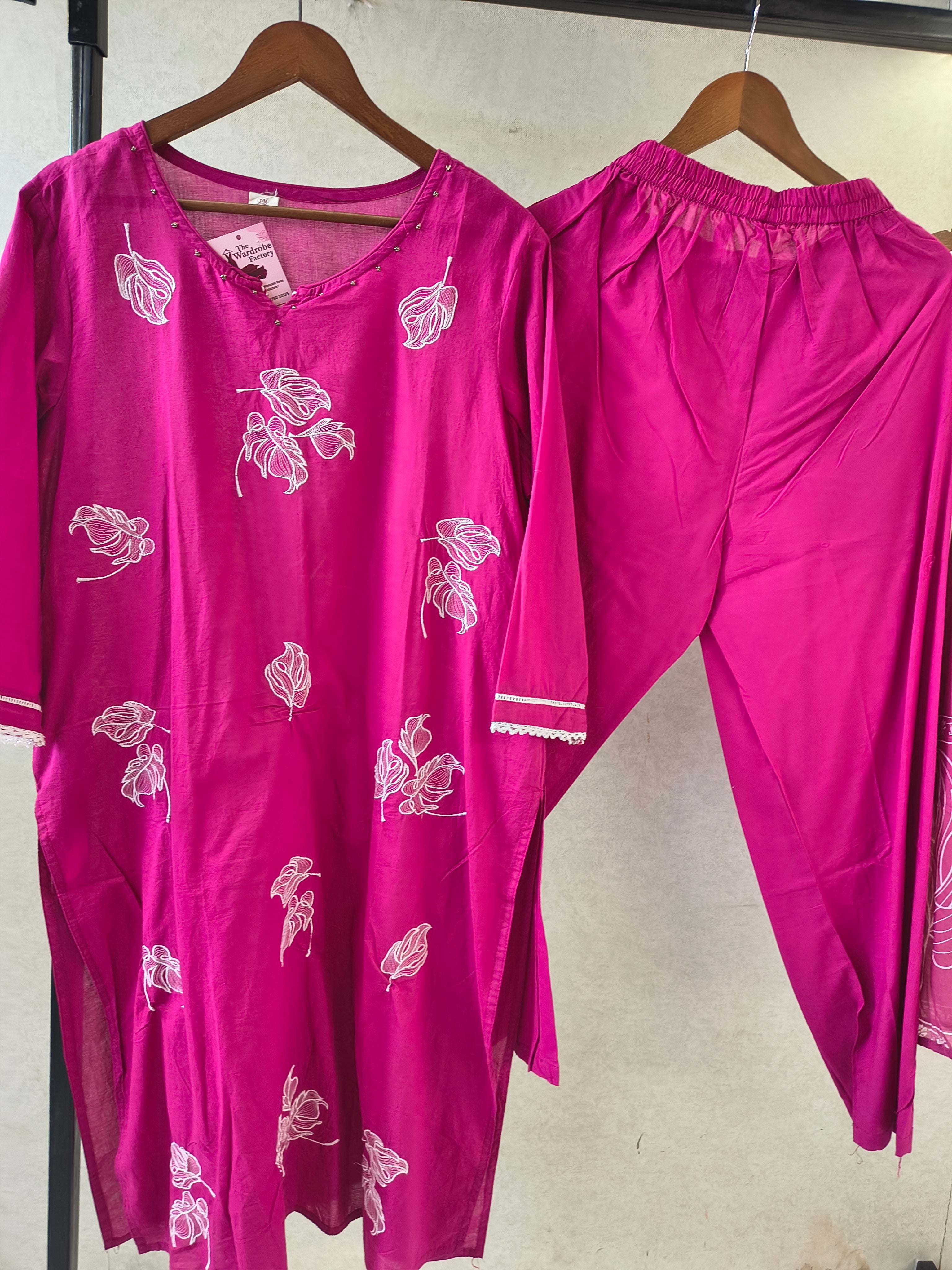 Image of Premium Magenta Floral Printed Kurta Set with Matching Dupatta