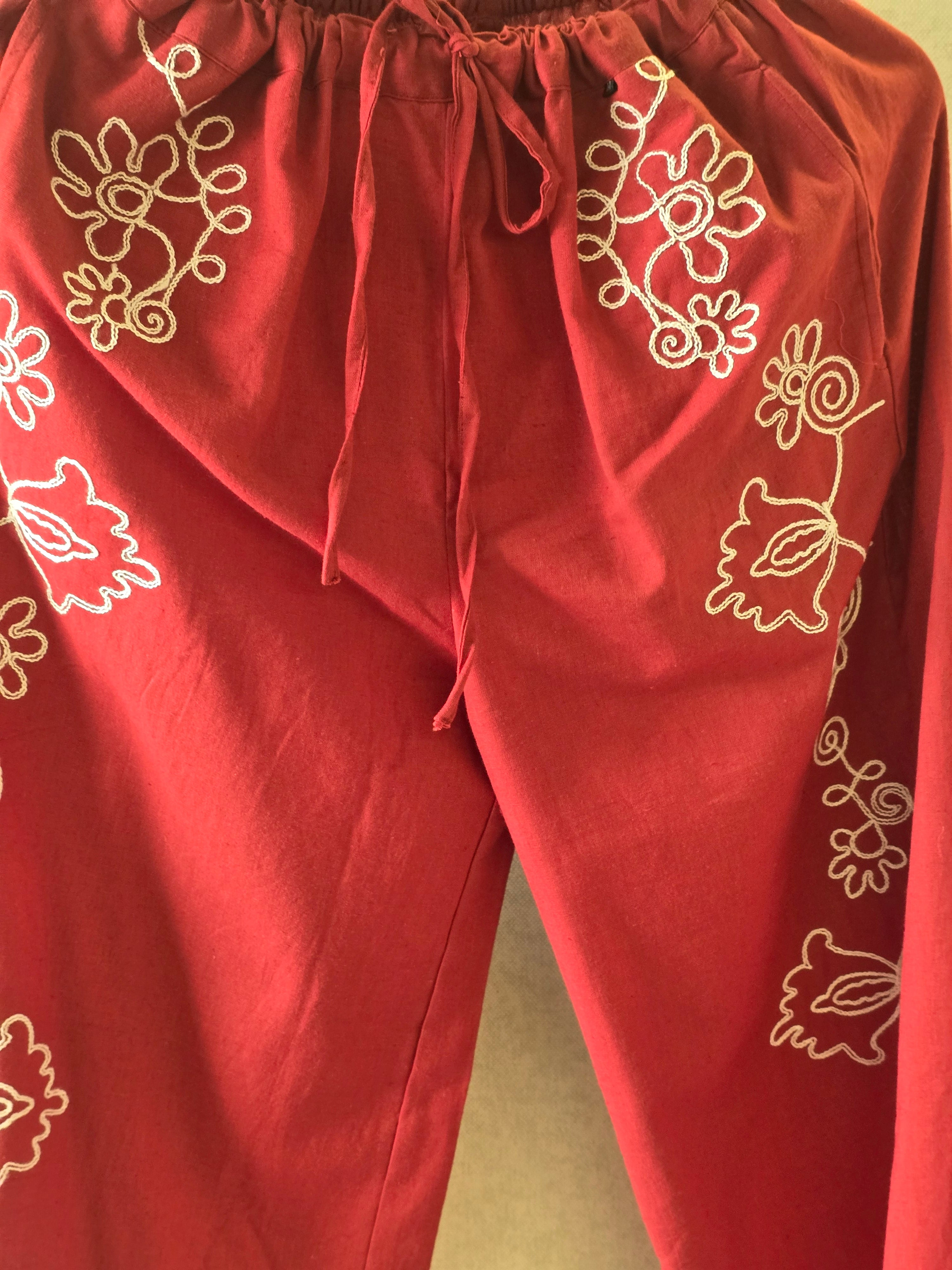 Image of Ruby Red Embroidered Co-Ord Set