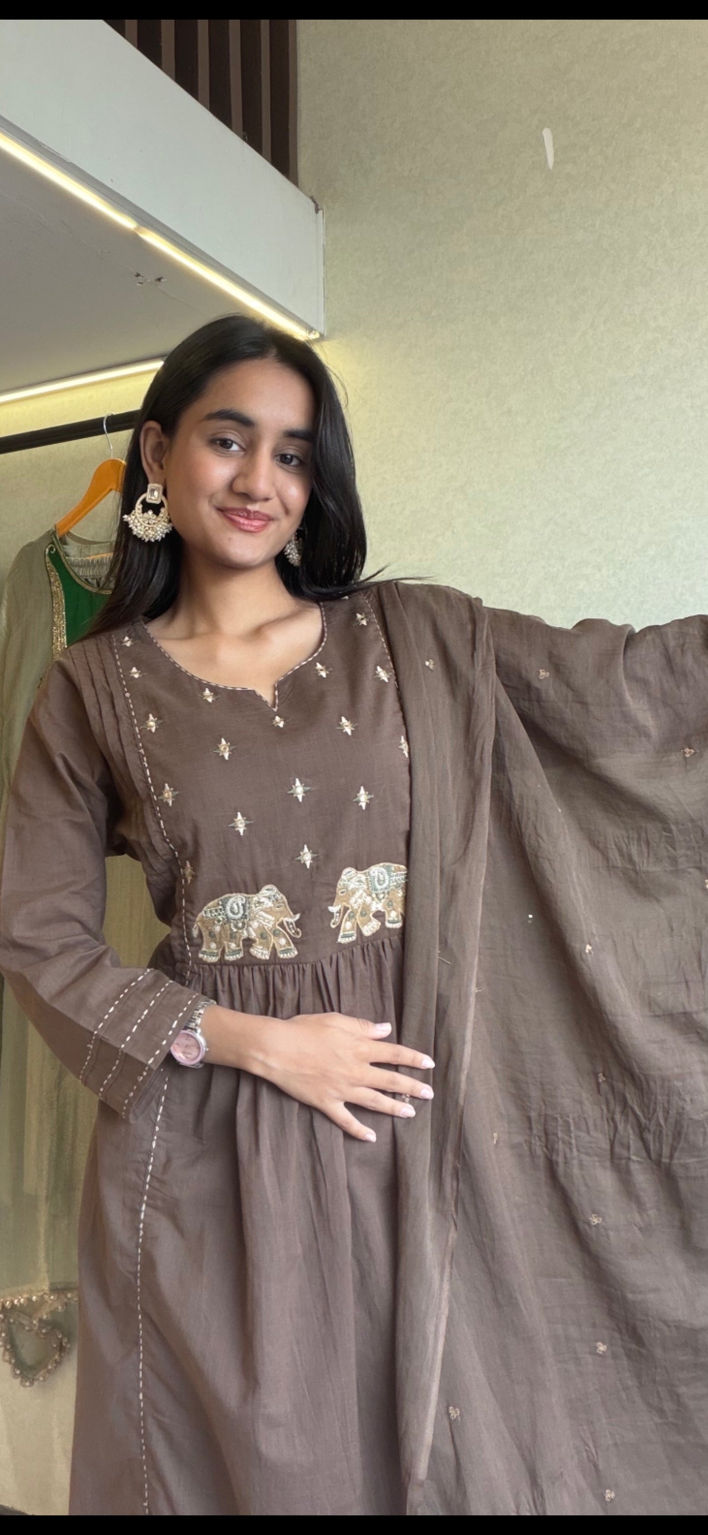 Image of Pure Cotton 3 Piece Anrkali Set