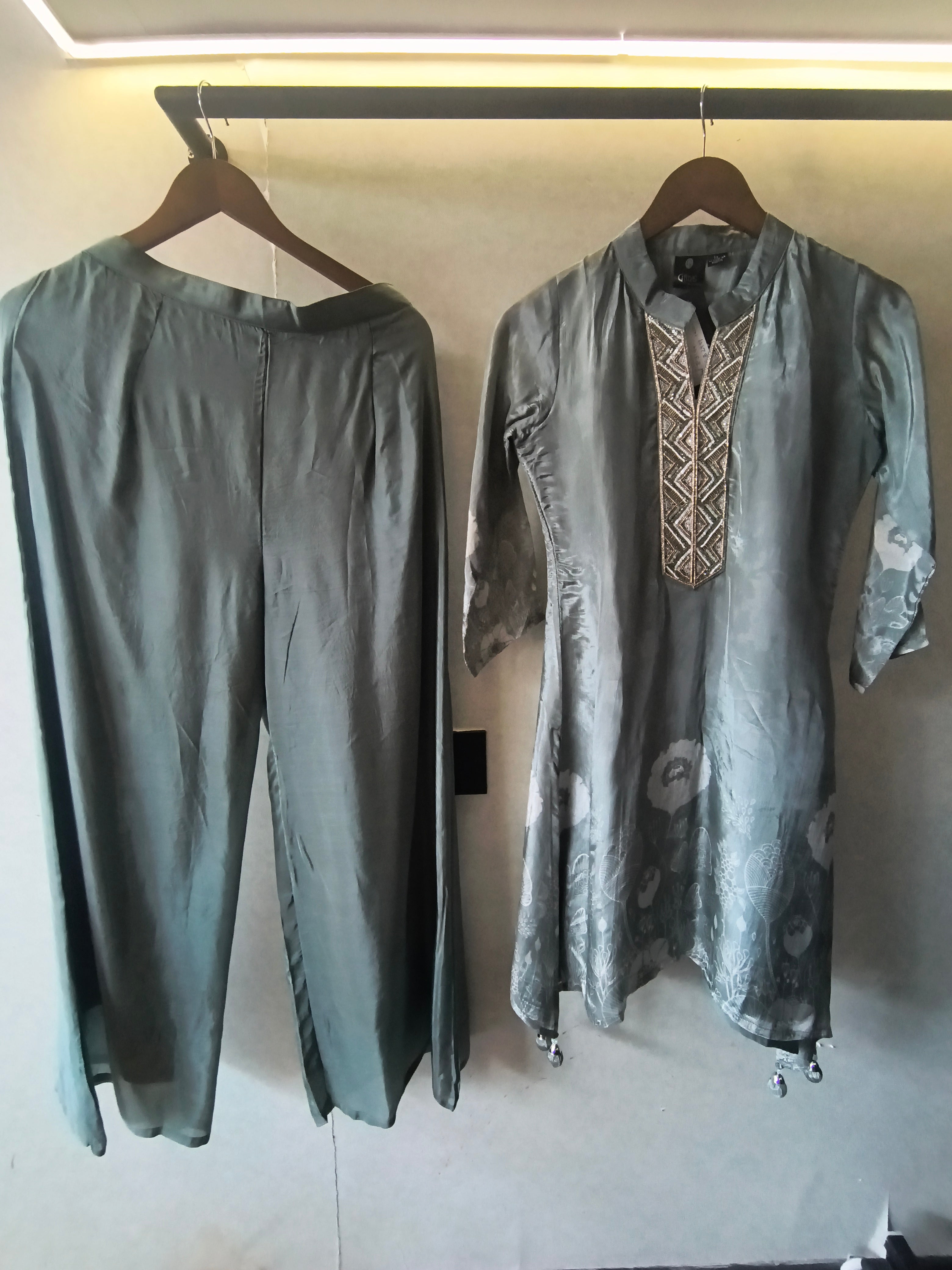 Image of Sage Green Embellished Floral Co-Ord Set