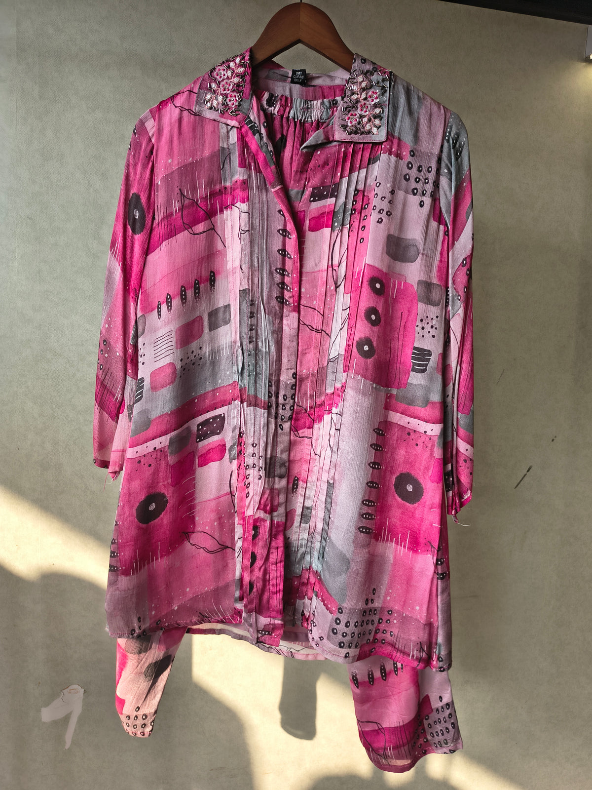 Premium Embellished Abstract Printed Oversized Shirt Co-Ord Set with Tapered Pants