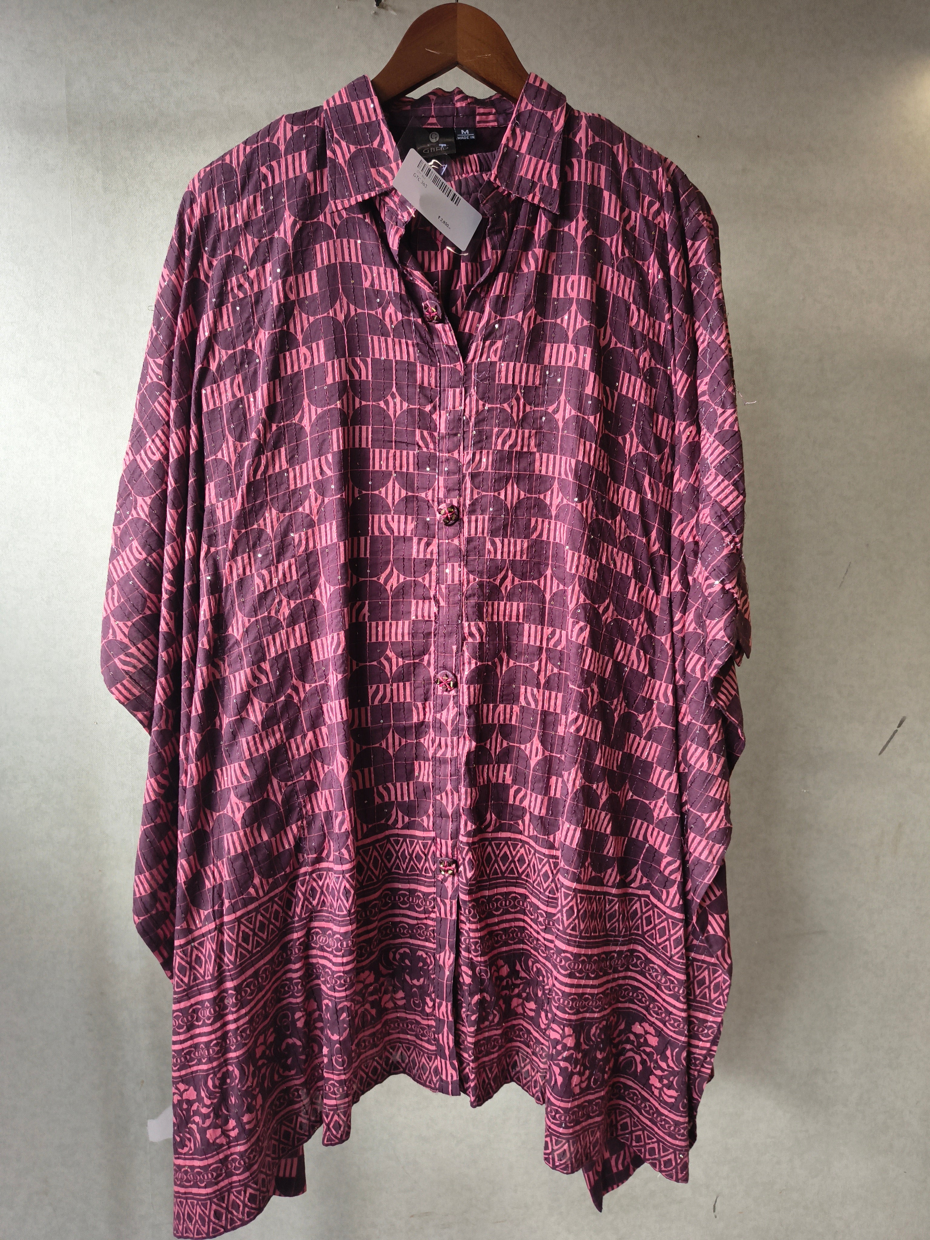 Image of Premium Abstract Printed Asymmetrical Shirt Co-Ord Set with Tapered Pants