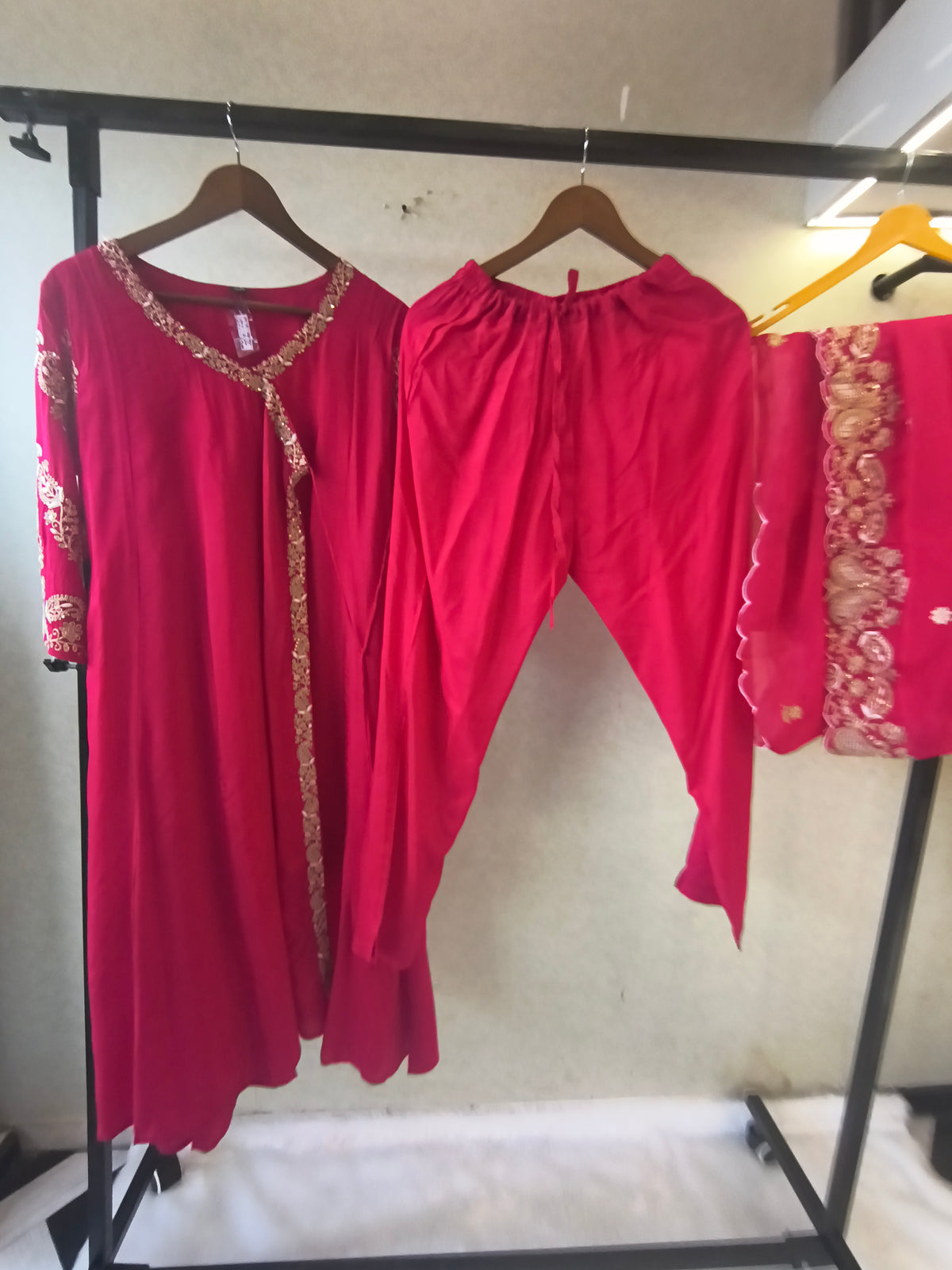Rani Pink Embroidered Anarkali Kurta Set with Dupatta | Premium 3 Piece Festive Ethnic Suit