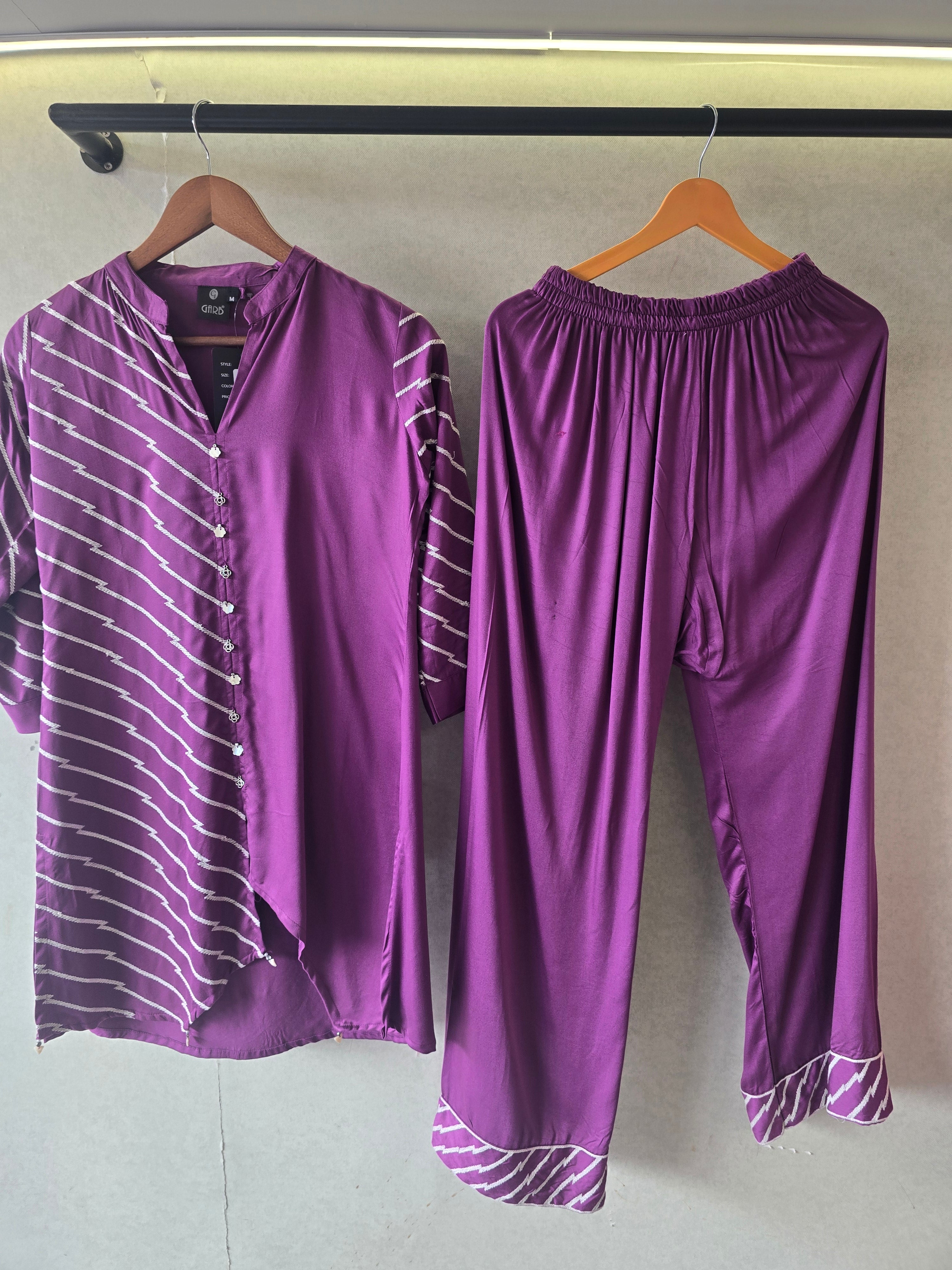 Image of Royal Purple Satin Fusion Co-Ord Set