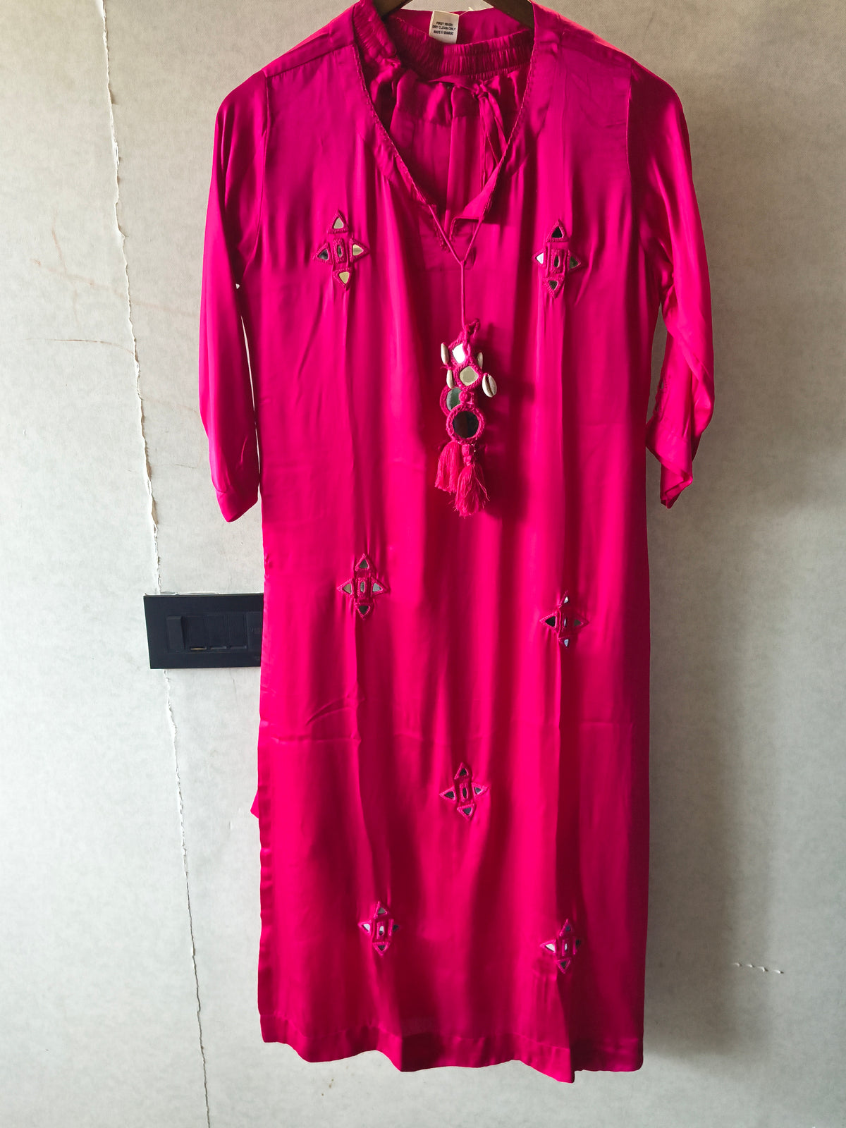 Tadko Brand - Rani Pink Mirror Work Premium Silk Co-Ord Set