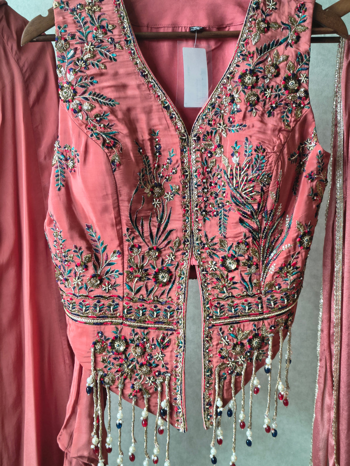 Premium Dusty Rose 3-Piece Designer Lehenga Set with Heavily Embroidered Jacket Blouse & Sequined Dupatta