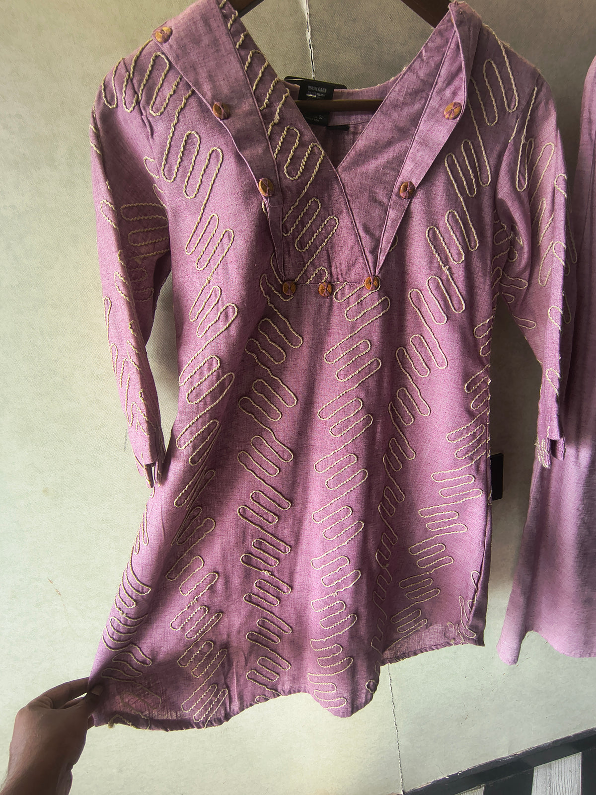 Dusty Rose Embroidered V-Neck Designer Kurta Pant Co-Ord Set
