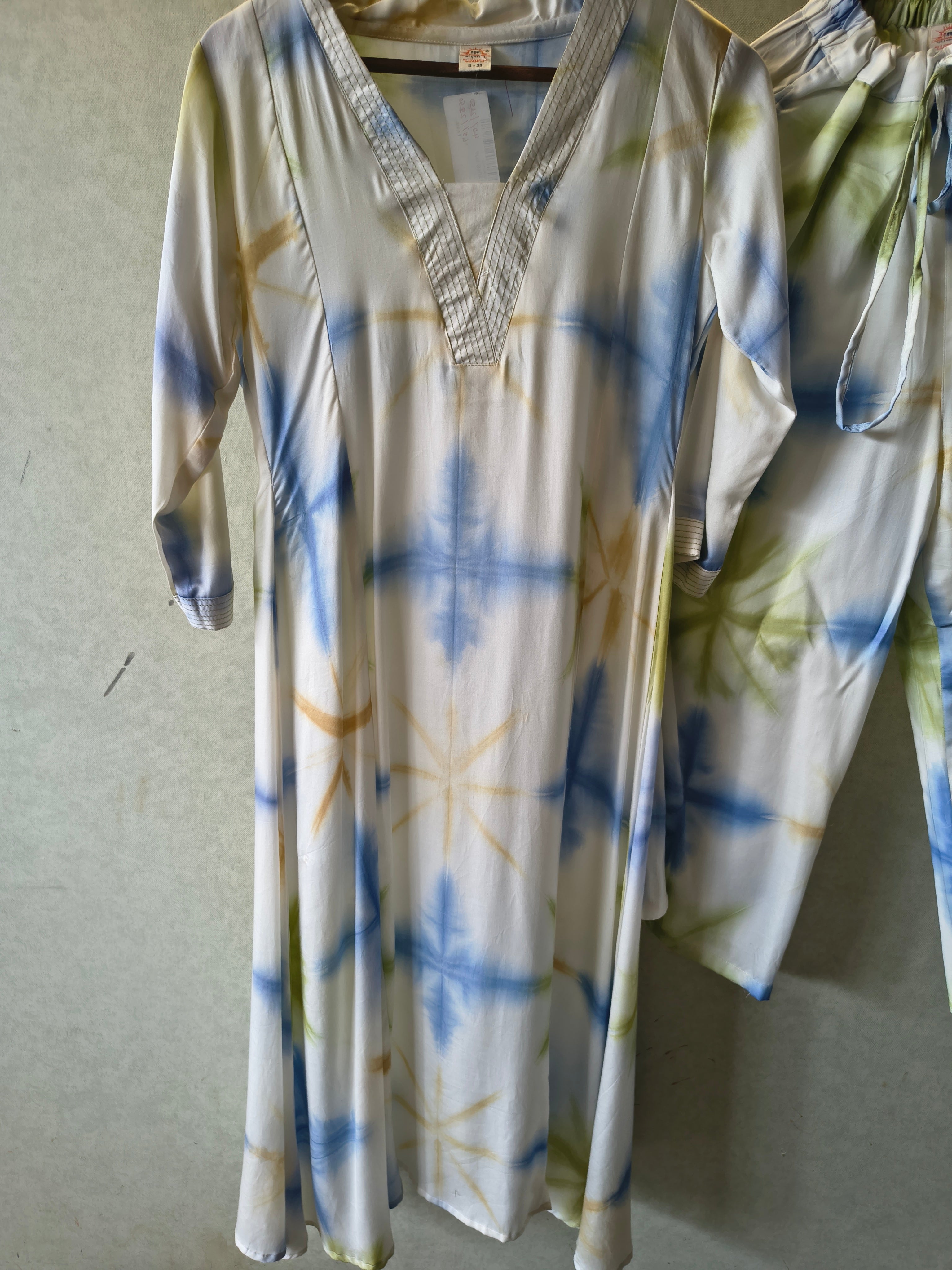 Image of Ivory Tie-Dye Print Premium Flared Co-Ord Set