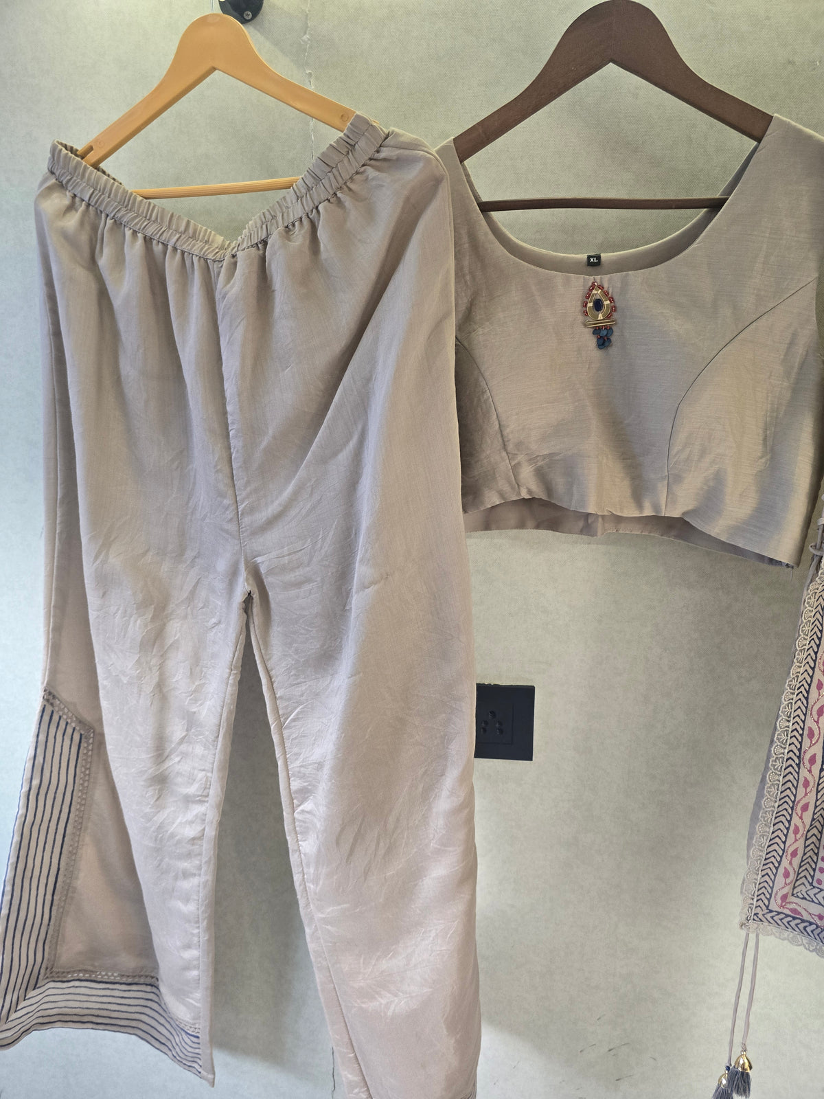 Lavender Handblock Print Cape Style Co-Ord Set