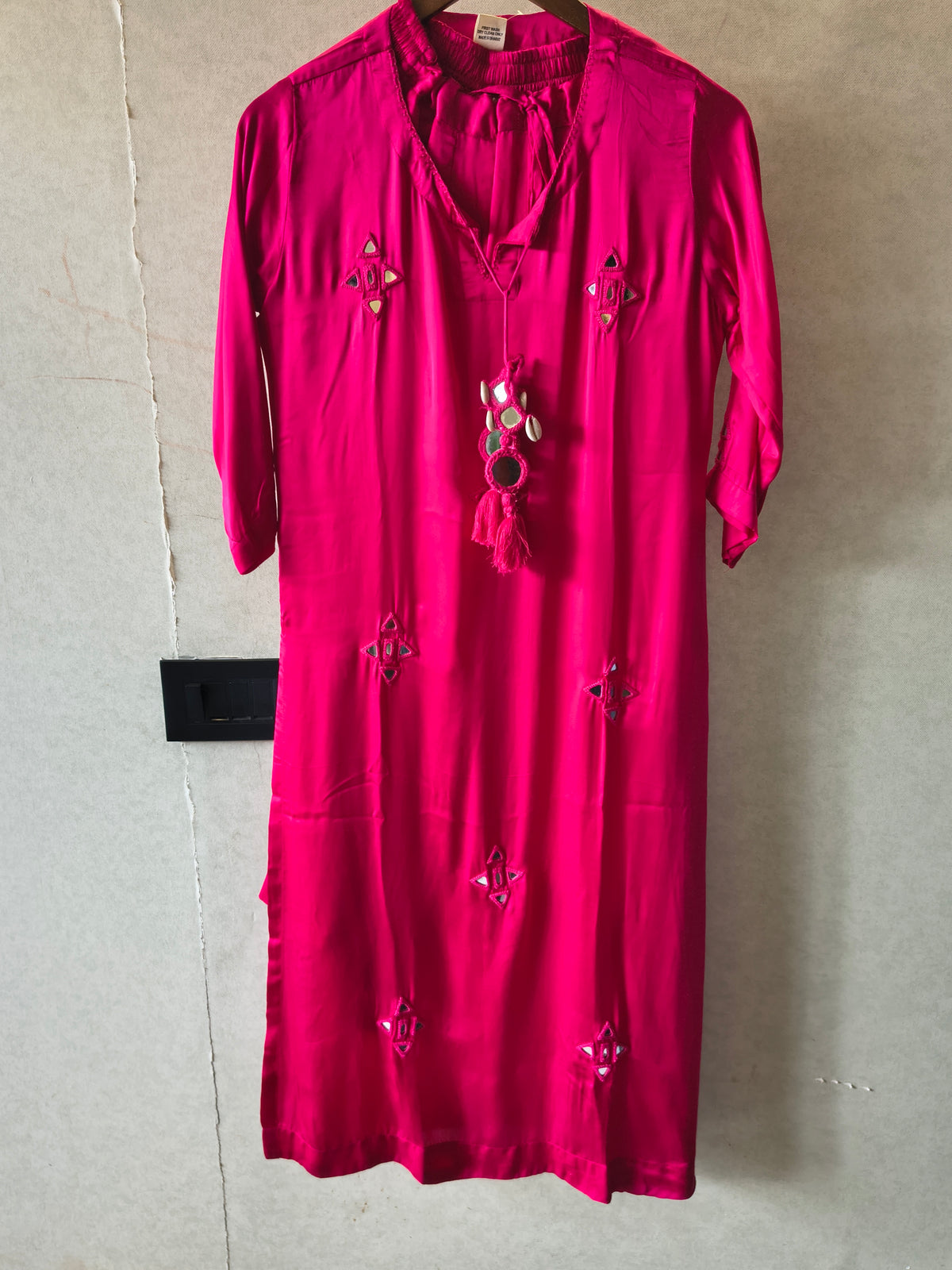 Tadko Brand - Rani Pink Mirror Work Premium Silk Co-Ord Set