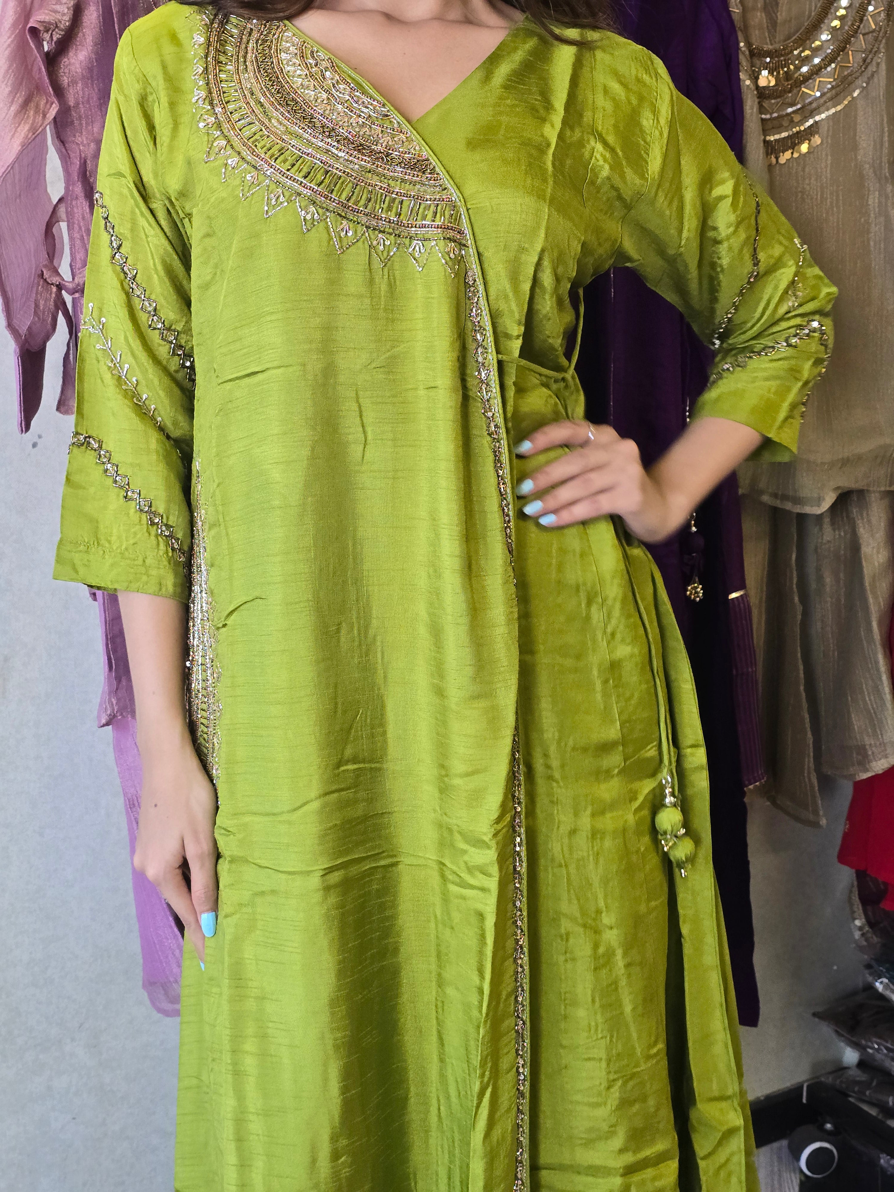 Image of Pure Russian Silk with Hand Work