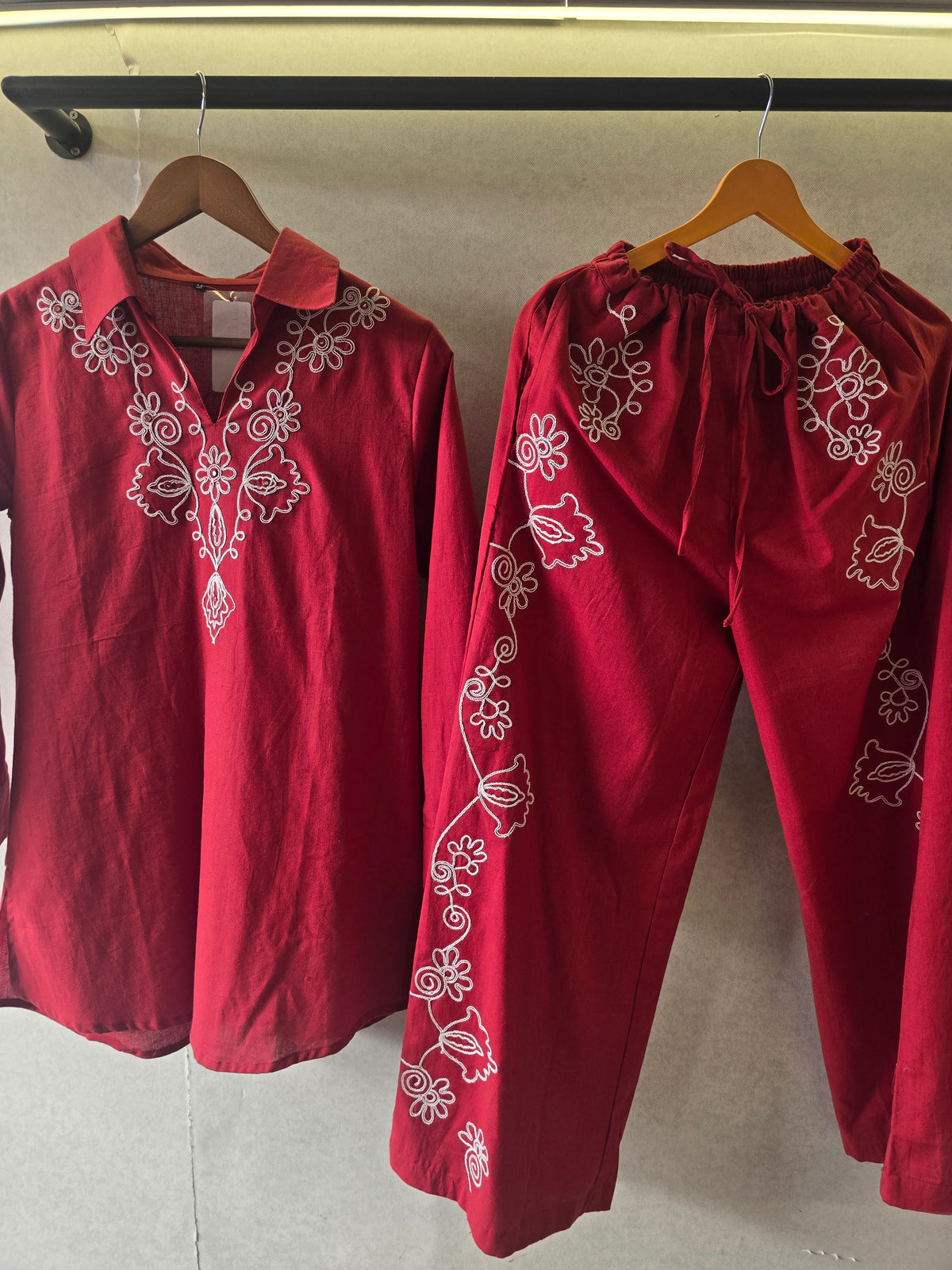 Ruby Red Embroidered Co-Ord Set
