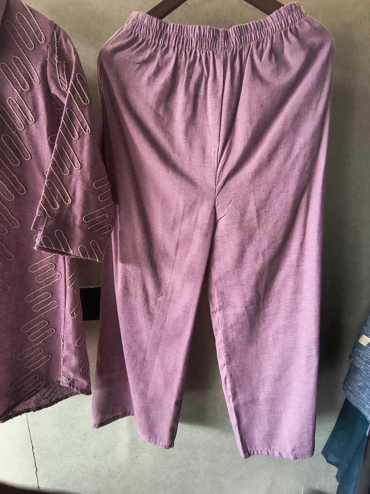 Dusty Rose Embroidered V-Neck Designer Kurta Pant Co-Ord Set