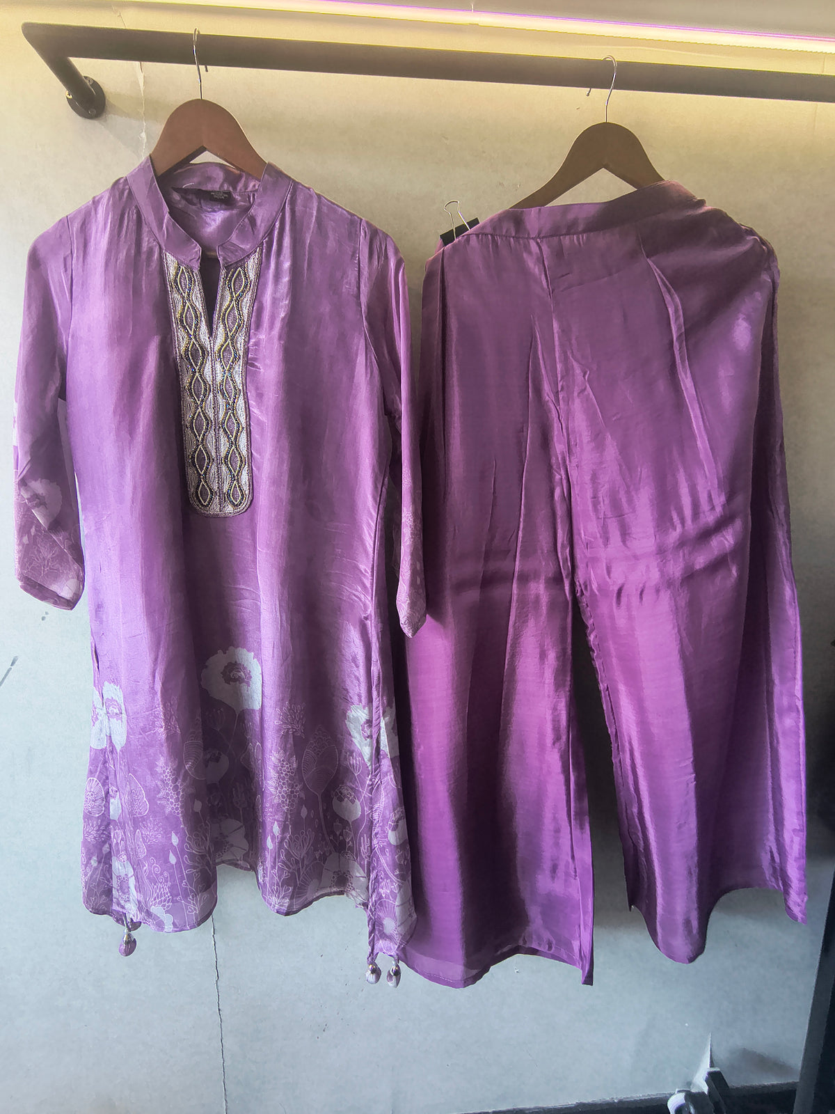 Lavender Mist Embellished Floral Co-Ord Set