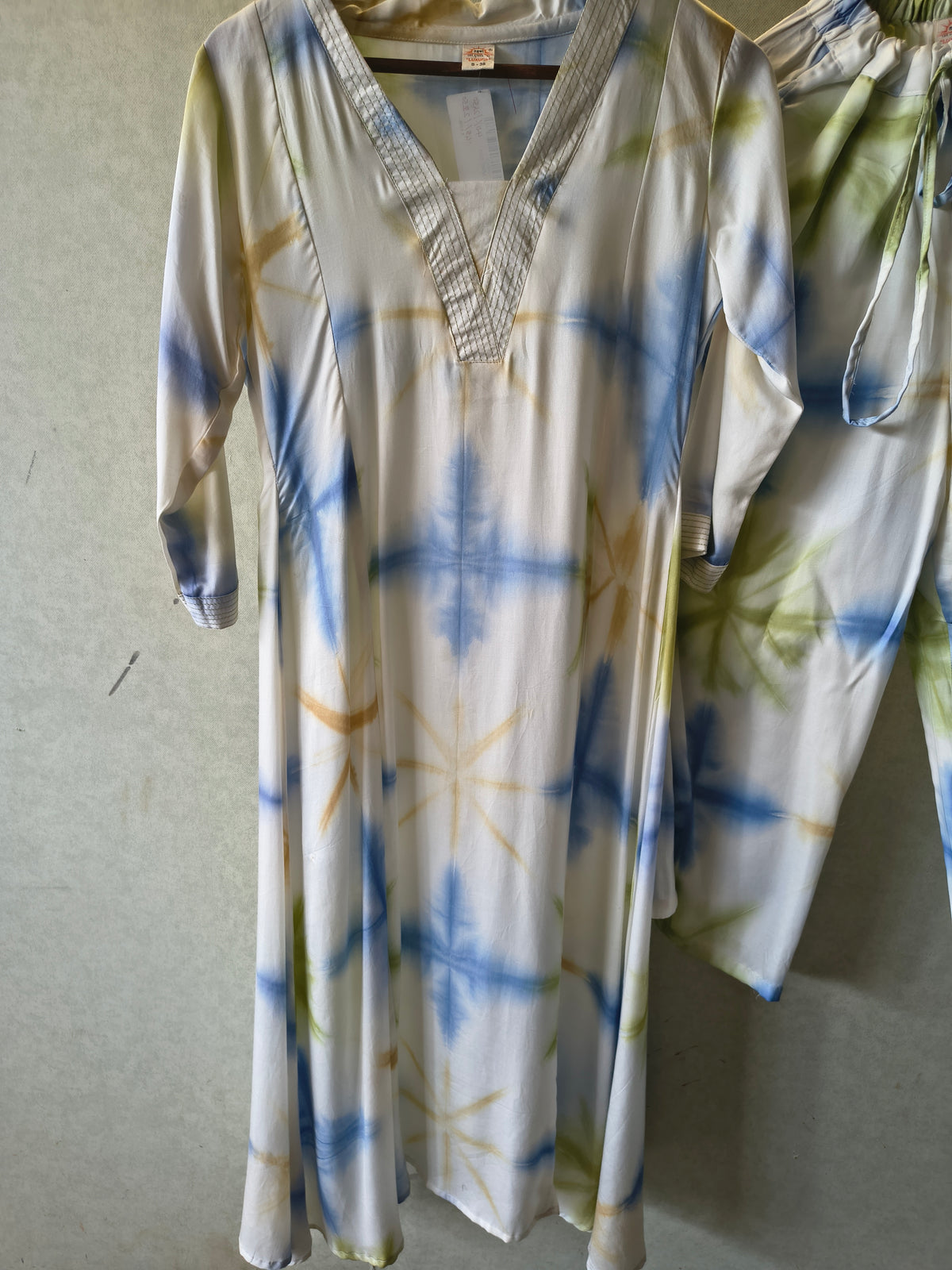 Ivory Tie-Dye Print Premium Flared Co-Ord Set