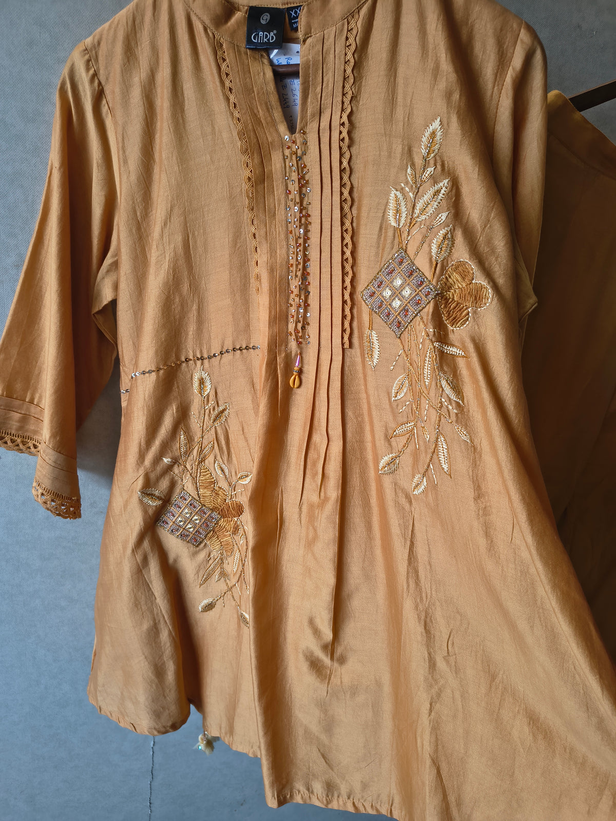 Mustard Embroidered Premium Silk Co-Ord Set