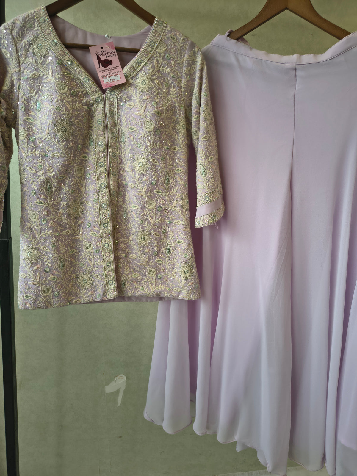 Pastel Lilac Designer Embroidered Peplum Sharara Set with Chiffon Dupatta | Premium 3 Piece Festive Ensemble