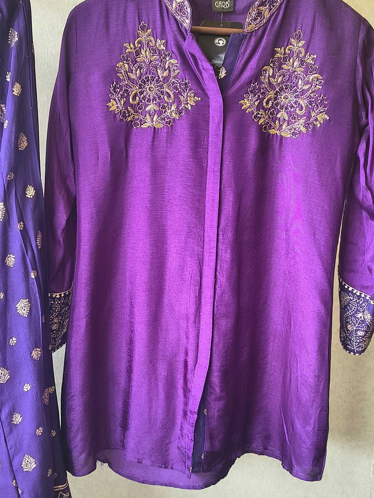 Royal Purple Designer Embroidered Co-Ord Set with Printed Palazzo