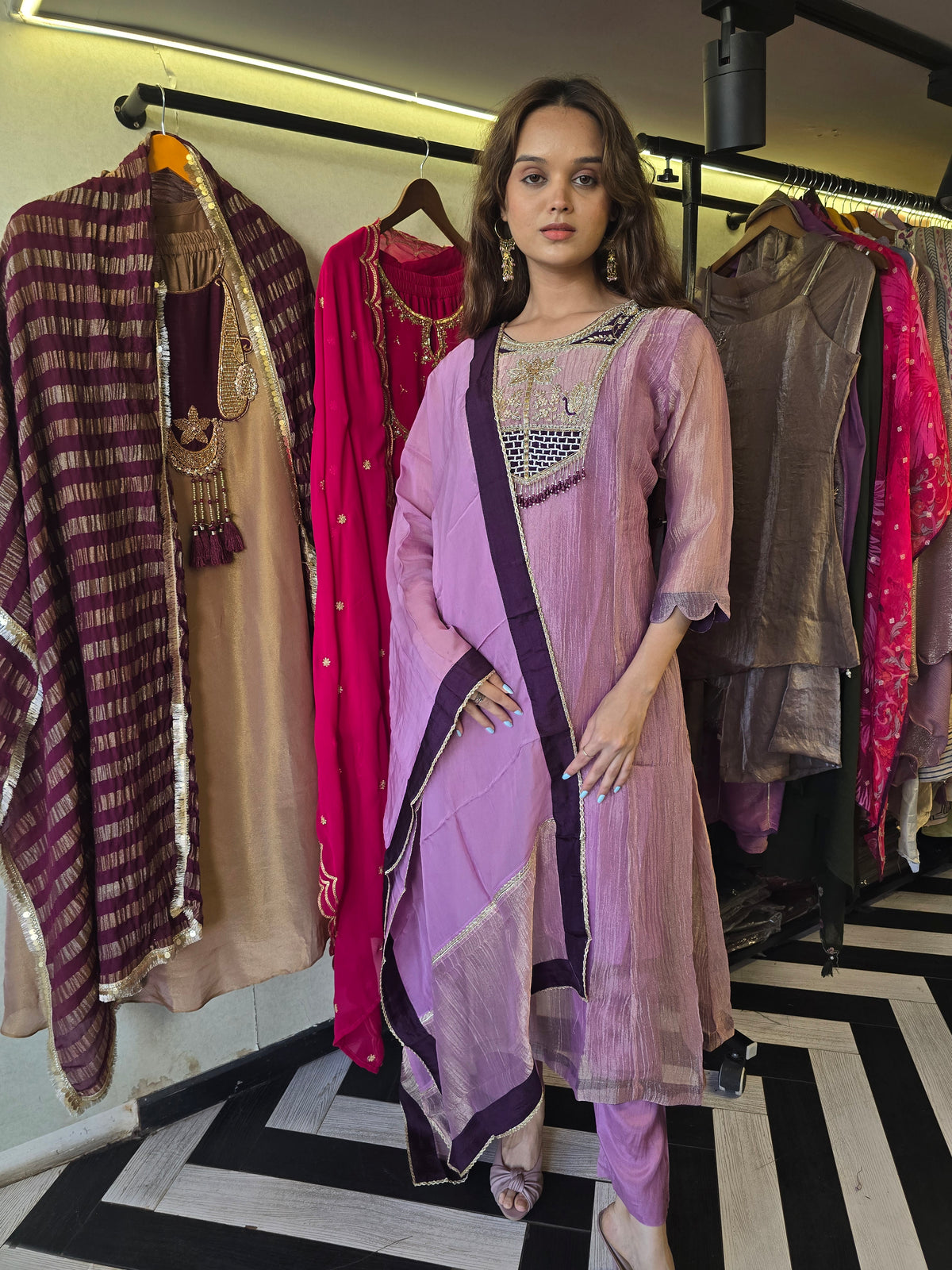 Pure Soft Tissue Anarkali Kurti Set