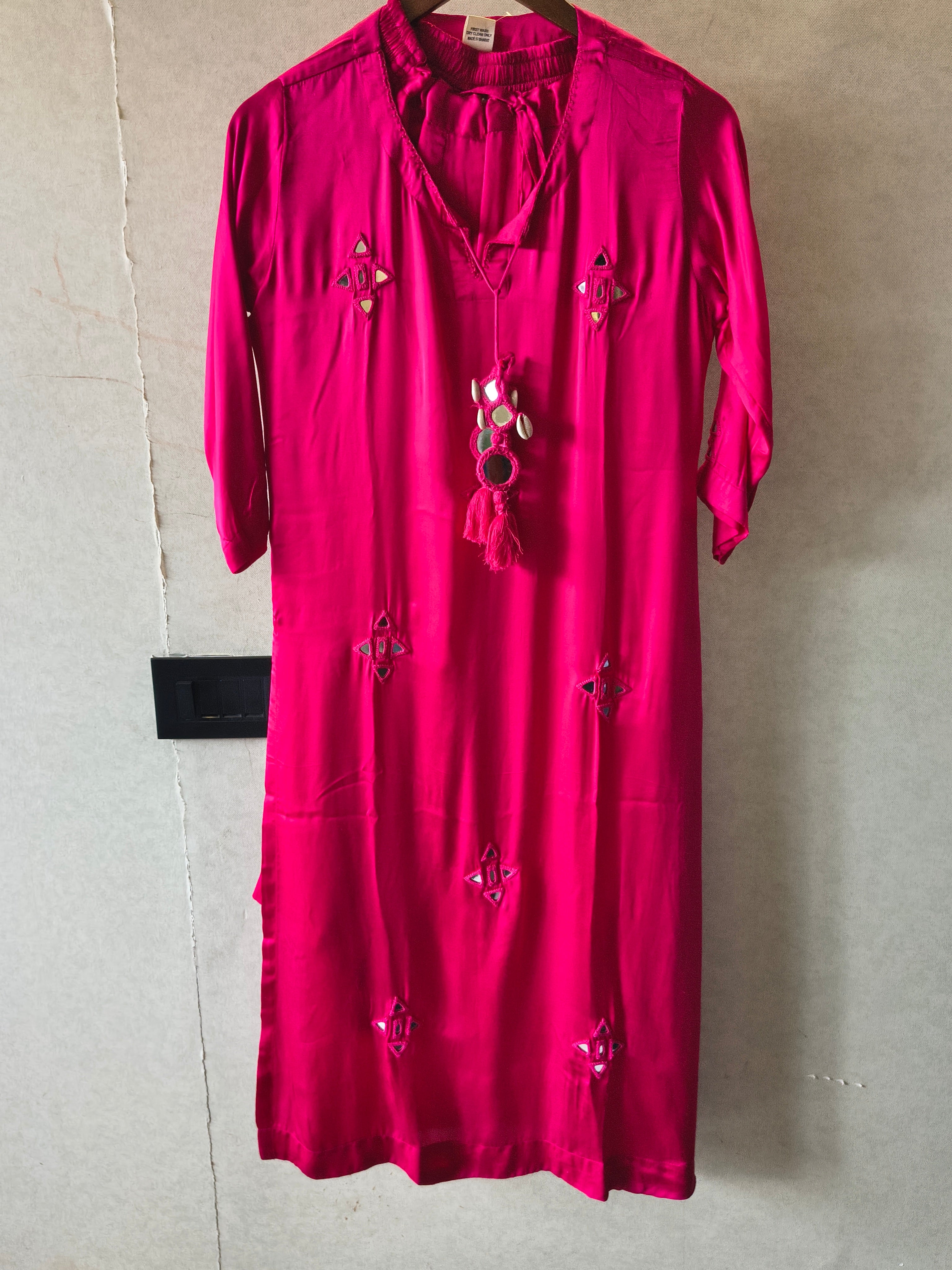 Image of Tadko Brand - Rani Pink Mirror Work Premium Silk Co-Ord Set