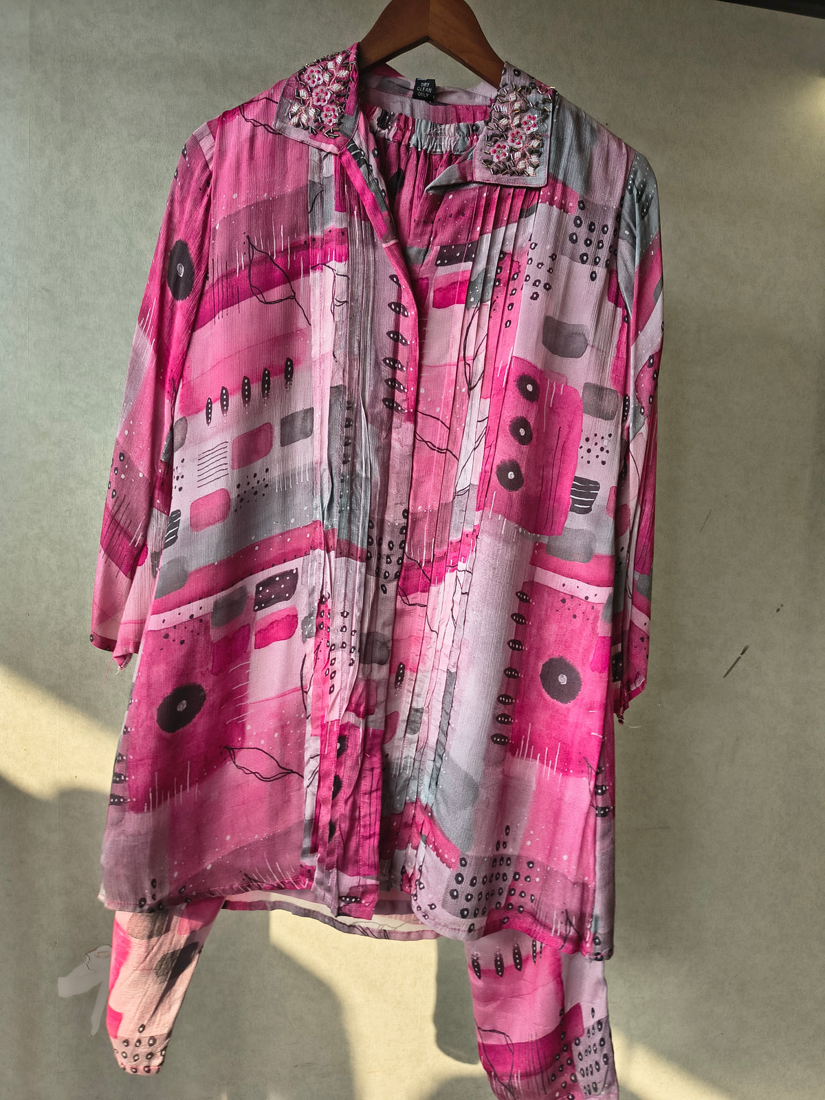 Premium Embellished Abstract Printed Oversized Shirt Co-Ord Set with Tapered Pants