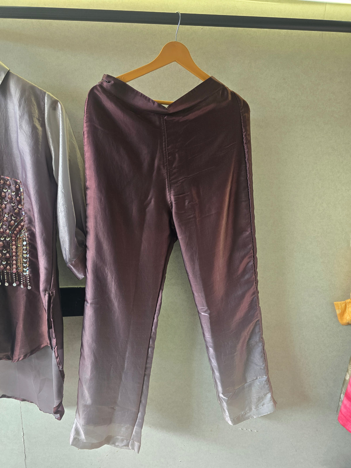 Metallic Ombre Satin Embellished Co-Ord Set
