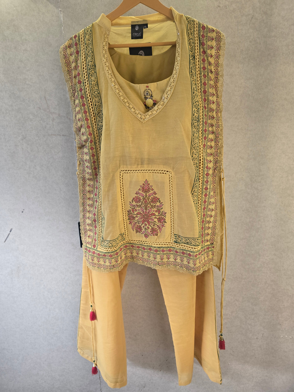 Pastel Yellow Floral Print Cape Style Co-Ord Set