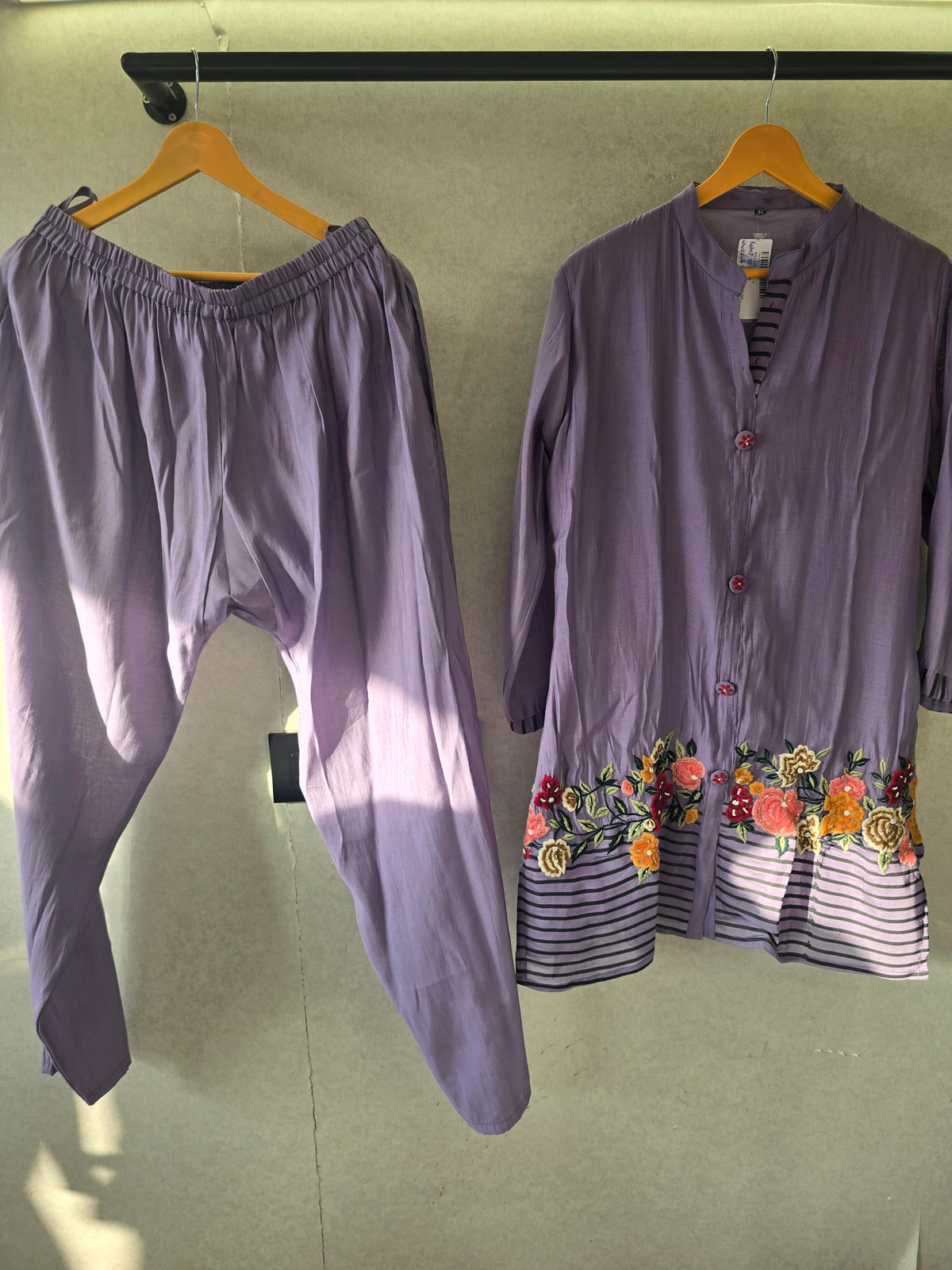 Lavender Floral Embroidered Co-Ord Set
